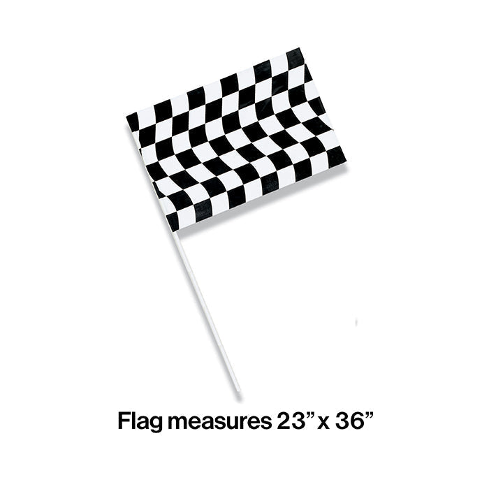 12-Piece Bulk Black and White Checkered Plastic Flags 23