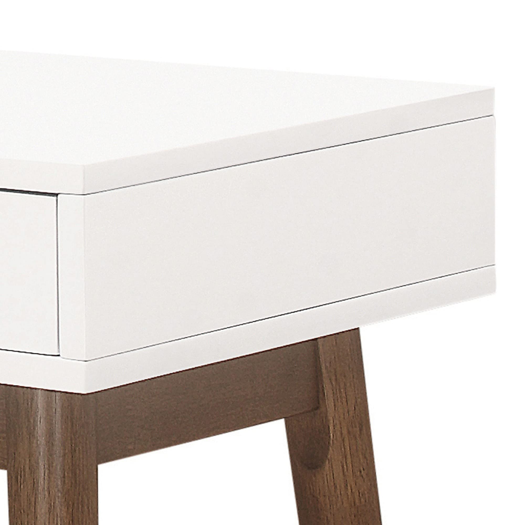 Benjara BM242019 White & Brown Writing Desk with 1 Drawer & 1 Compartment - Perfect for Home Office, Study Room & Small Spaces