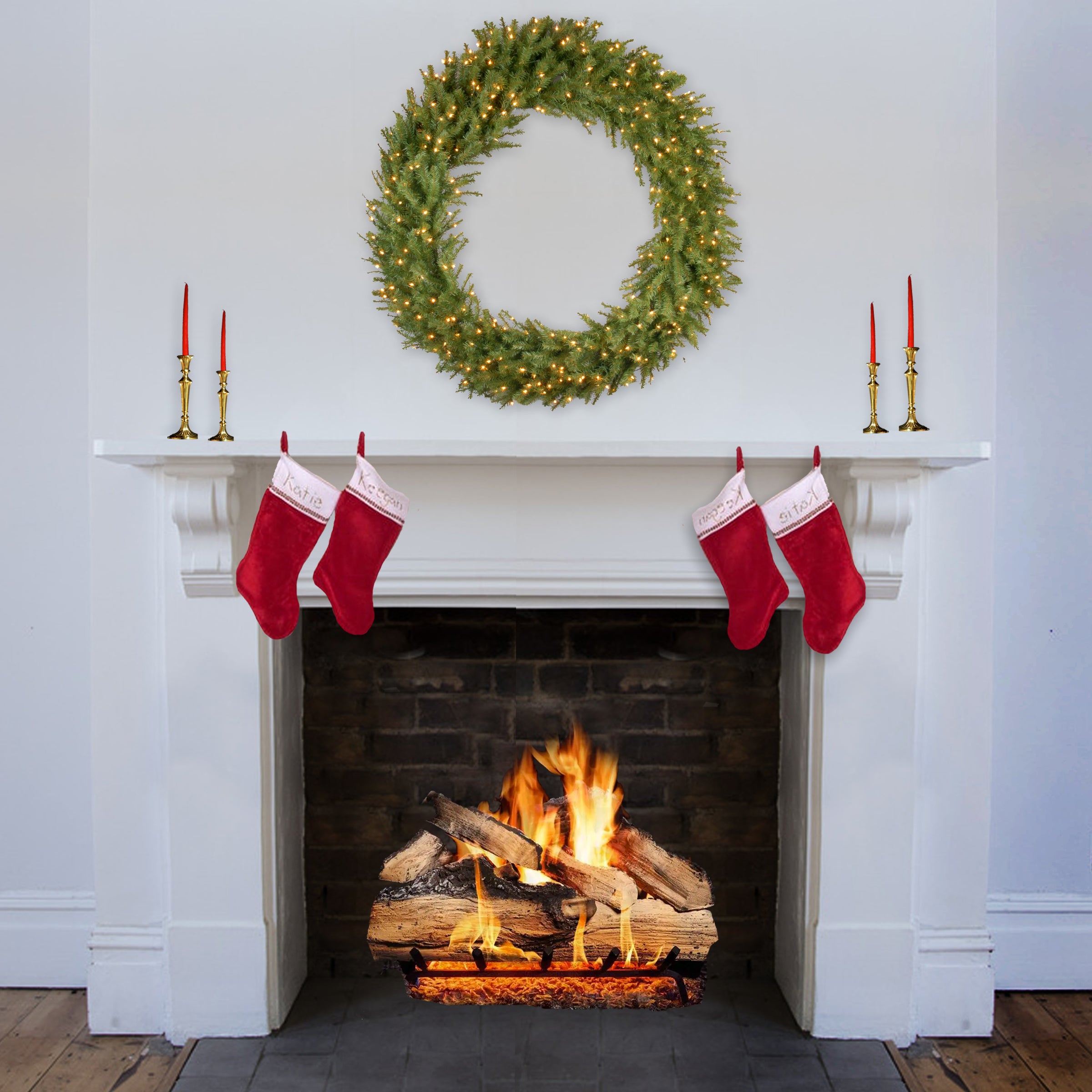 60 Inch Pre-Lit Norwood Fir Christmas Wreath with Clear LED Lights - Perfect for Holiday Door Decor, Fireplace Mantel & Festive Home Decoration