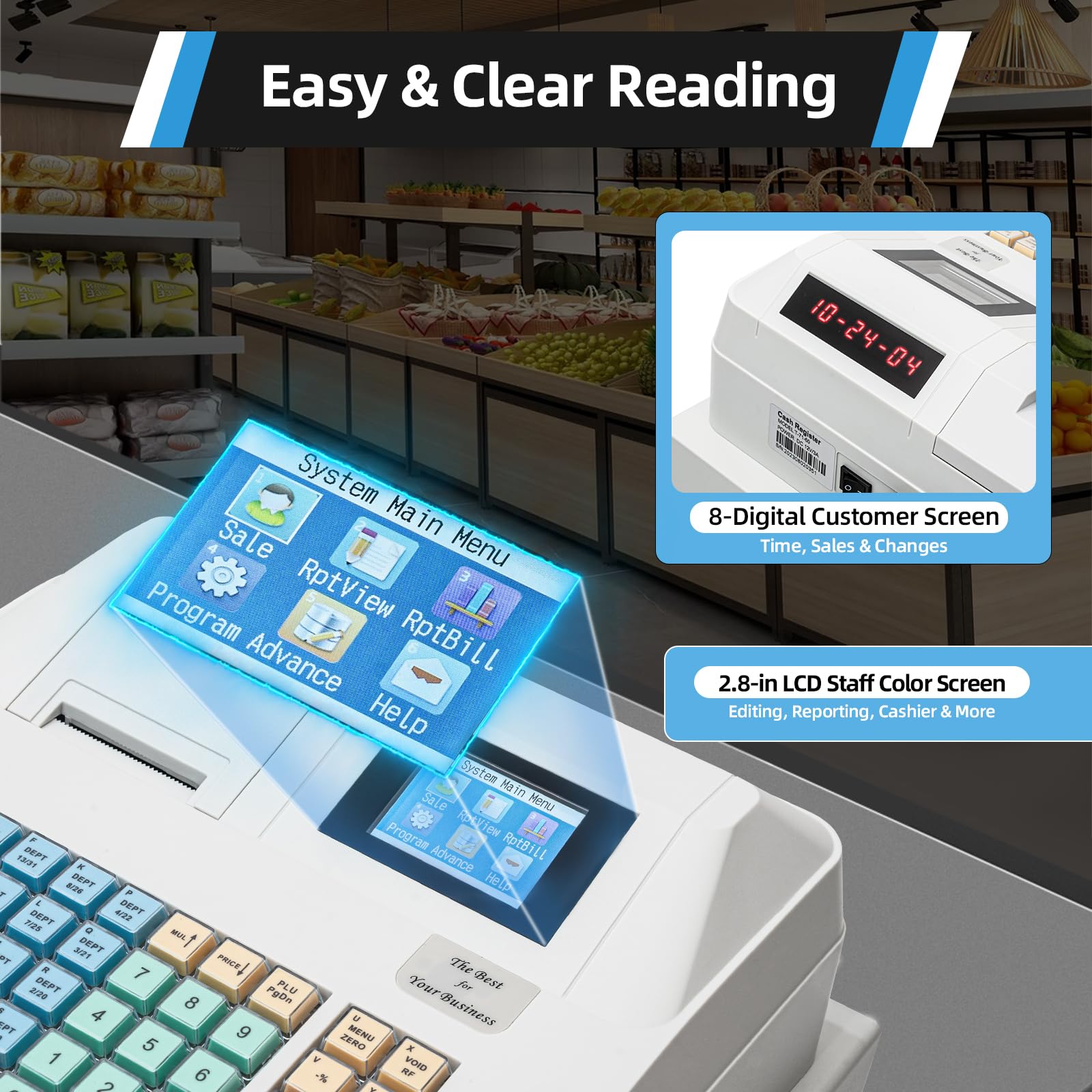 48-Key Electronic POS Cash Register System with Receipt & Journal Printers | 8-Digit LED Display for Retail Stores & Restaurants | Commercial Grade POS Machine for Fast Checkout & Inventory Management