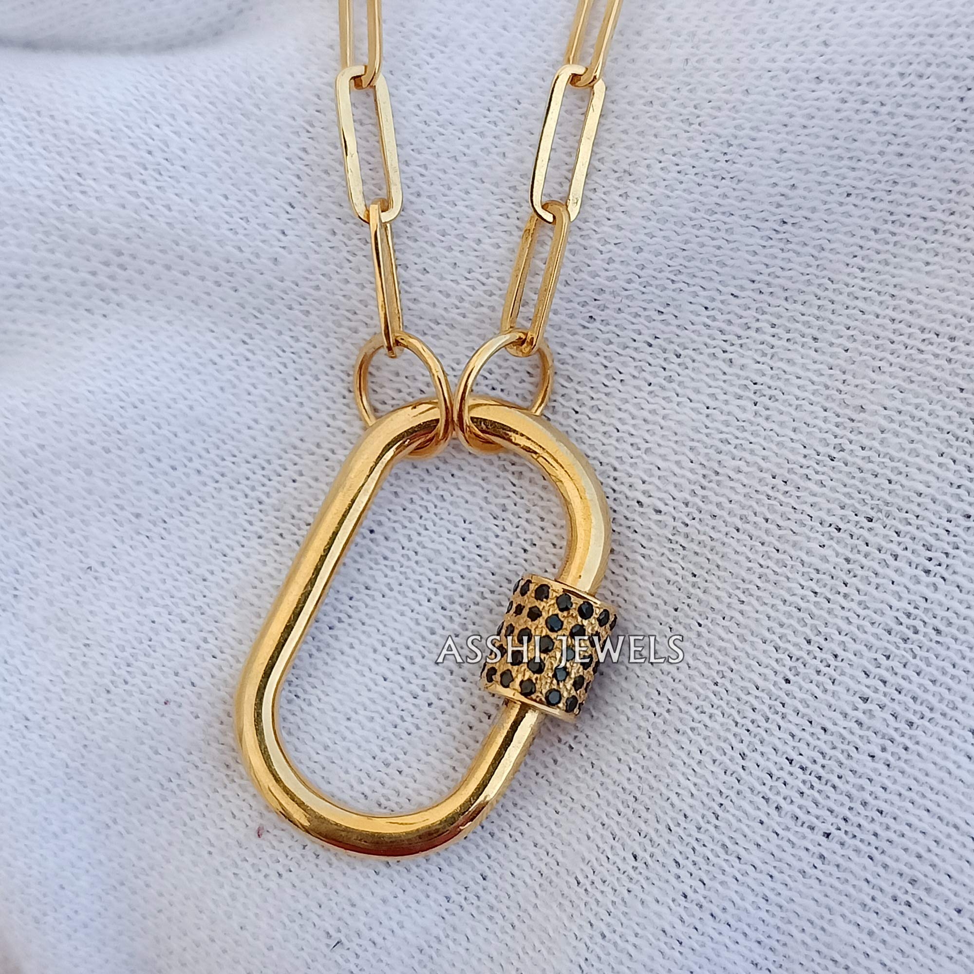 Black Spinal Carabiner Lock Necklace - Handmade Oval Large Carabiner Pendant Jewelry for Women, Men | Rock Climbing, Outdoor Adventure, Fashion Accessory