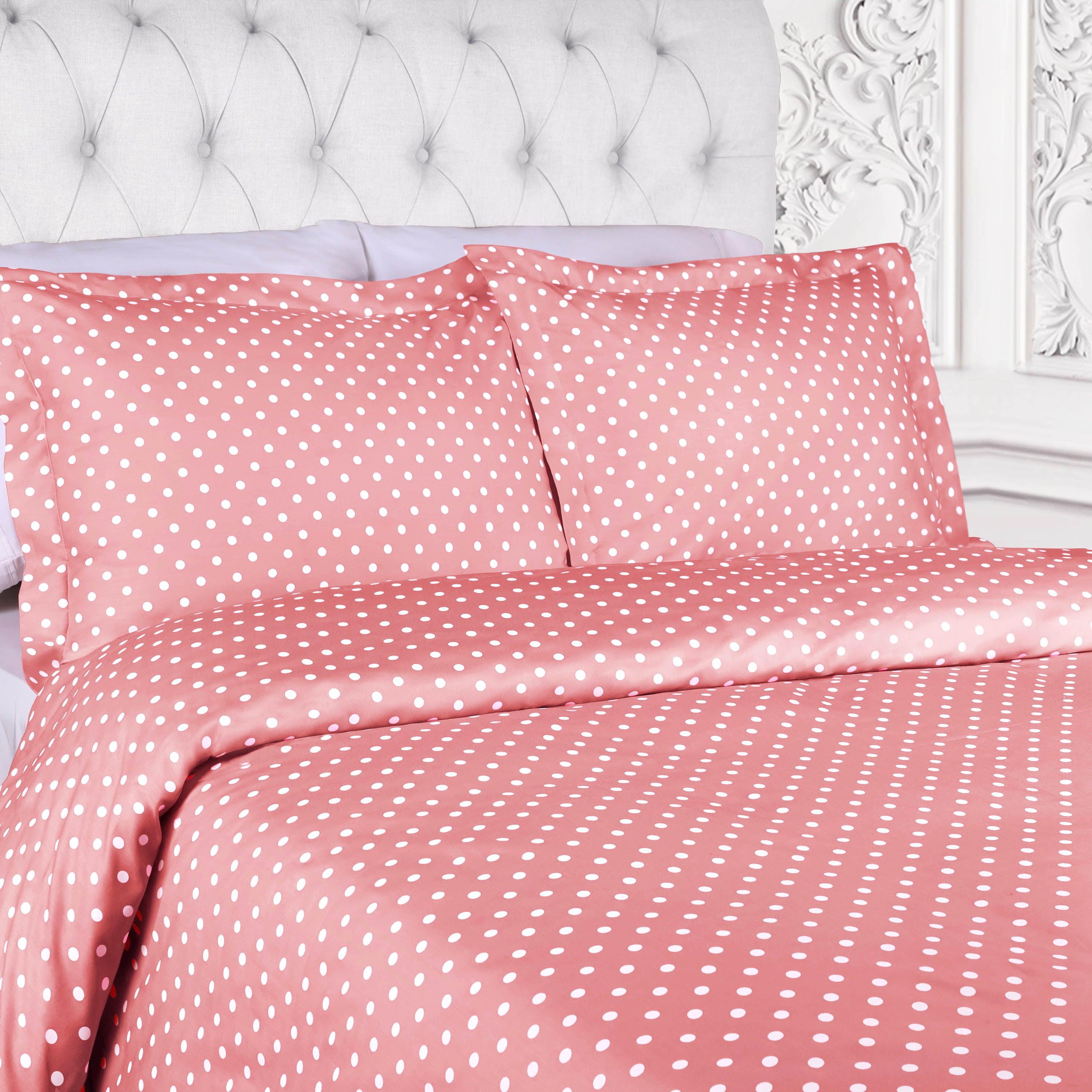 Premium 600 Thread Count Cotton Blend Polka Dot Duvet Cover Set - Soft & Breathable Bedding for Cozy Nights - Perfect for Master Bedroom, Guest Room & Dorm Decor