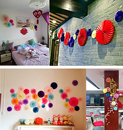 Zorpia® 12-Pack Decorative Paper Fans - 10 & 16 Inch for Party Decor
