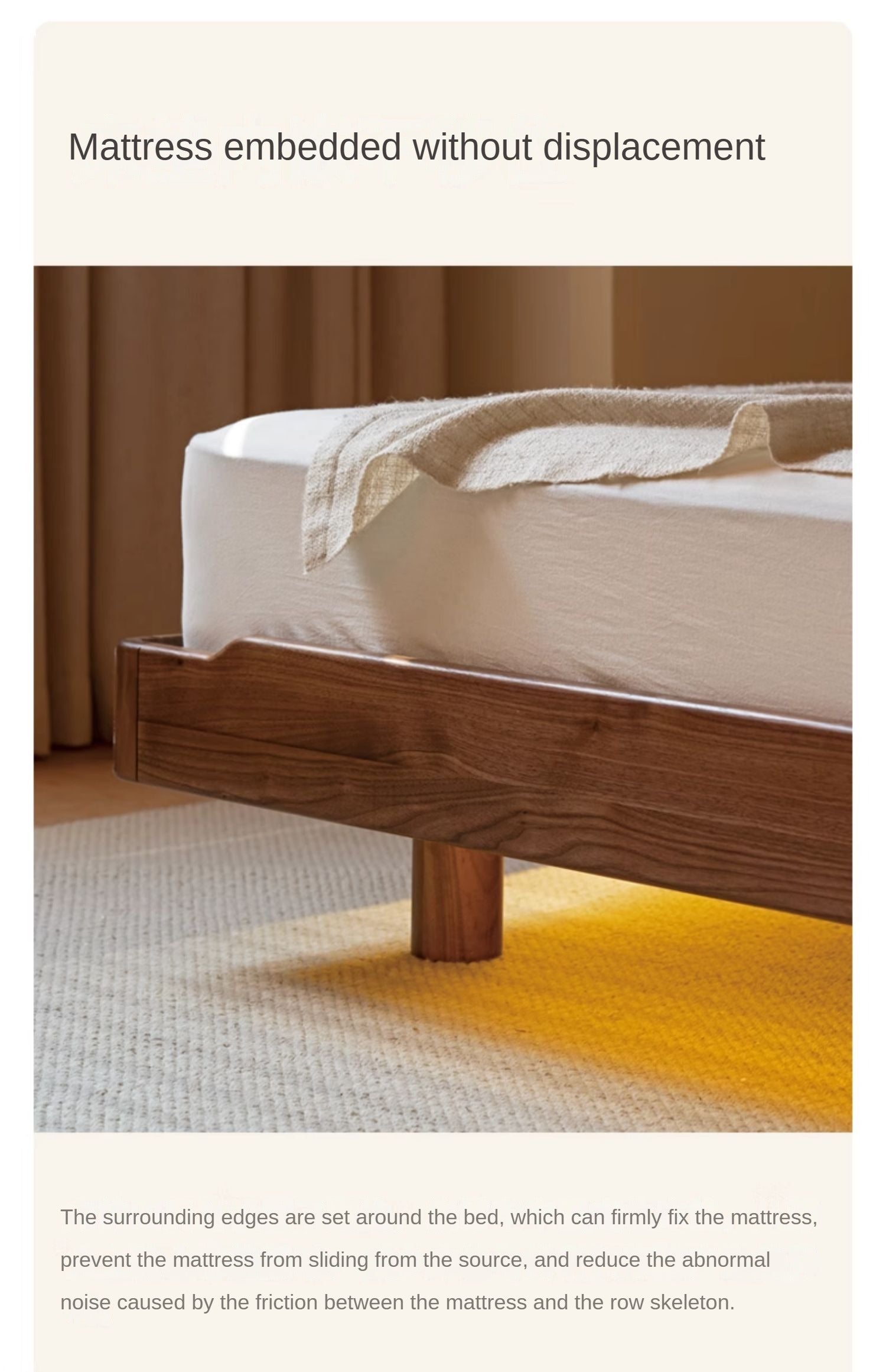 Solid Black Walnut Wood King Size Bed with LED Lighting - Perfect for Master Bedroom, Guest Room & Luxury Home Decor