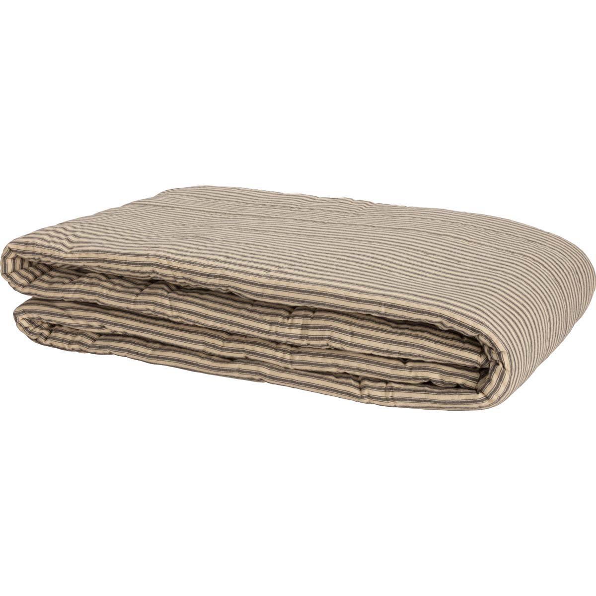 Sawyer Mill Ticking Stripe Quilt King Size 105x95 Inches - Charcoal Grey Cotton Bedspread for Cozy Bedroom Decor | Perfect for Master Bedroom, Guest Room & Farmhouse Style Homes