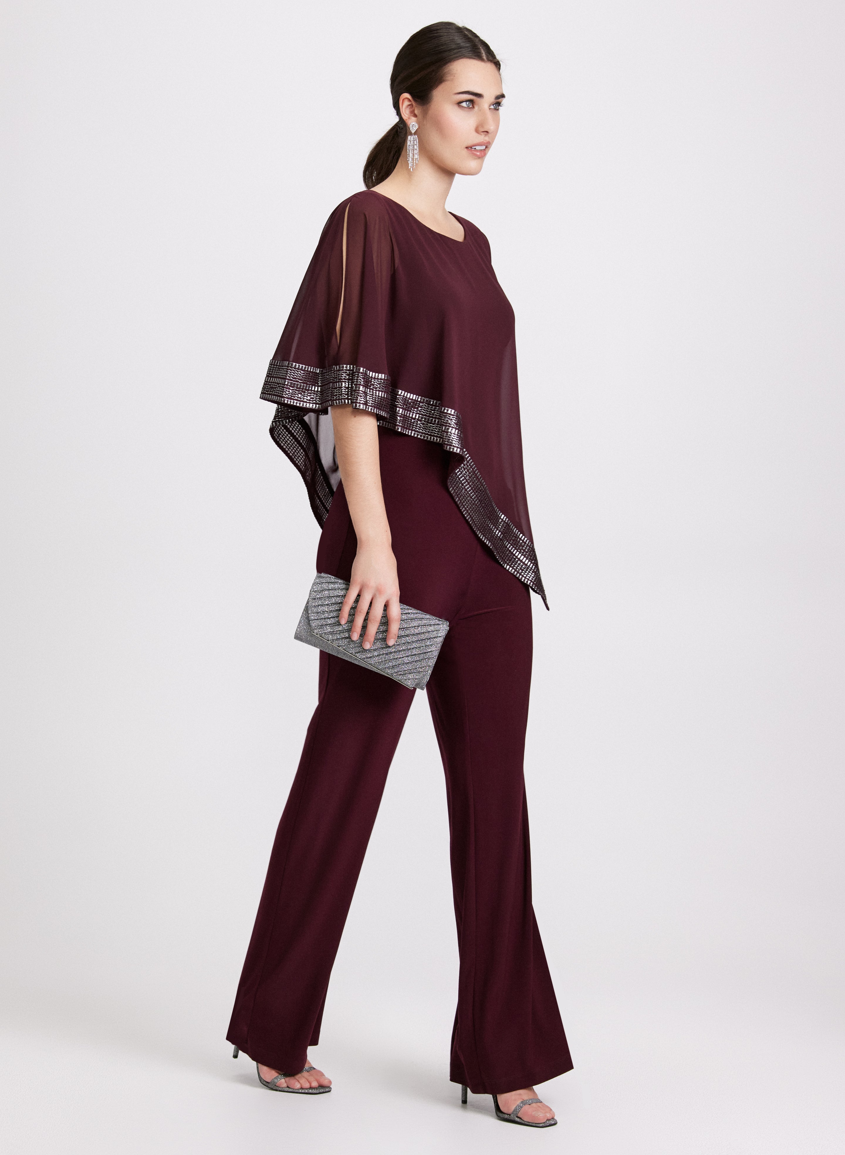 Asymmetric Cape Overlay Jumpsuit for Women - Fashionable One Shoulder Romper with Detachable Cape - Perfect for Evening Parties, Date Nights & Special Occasions