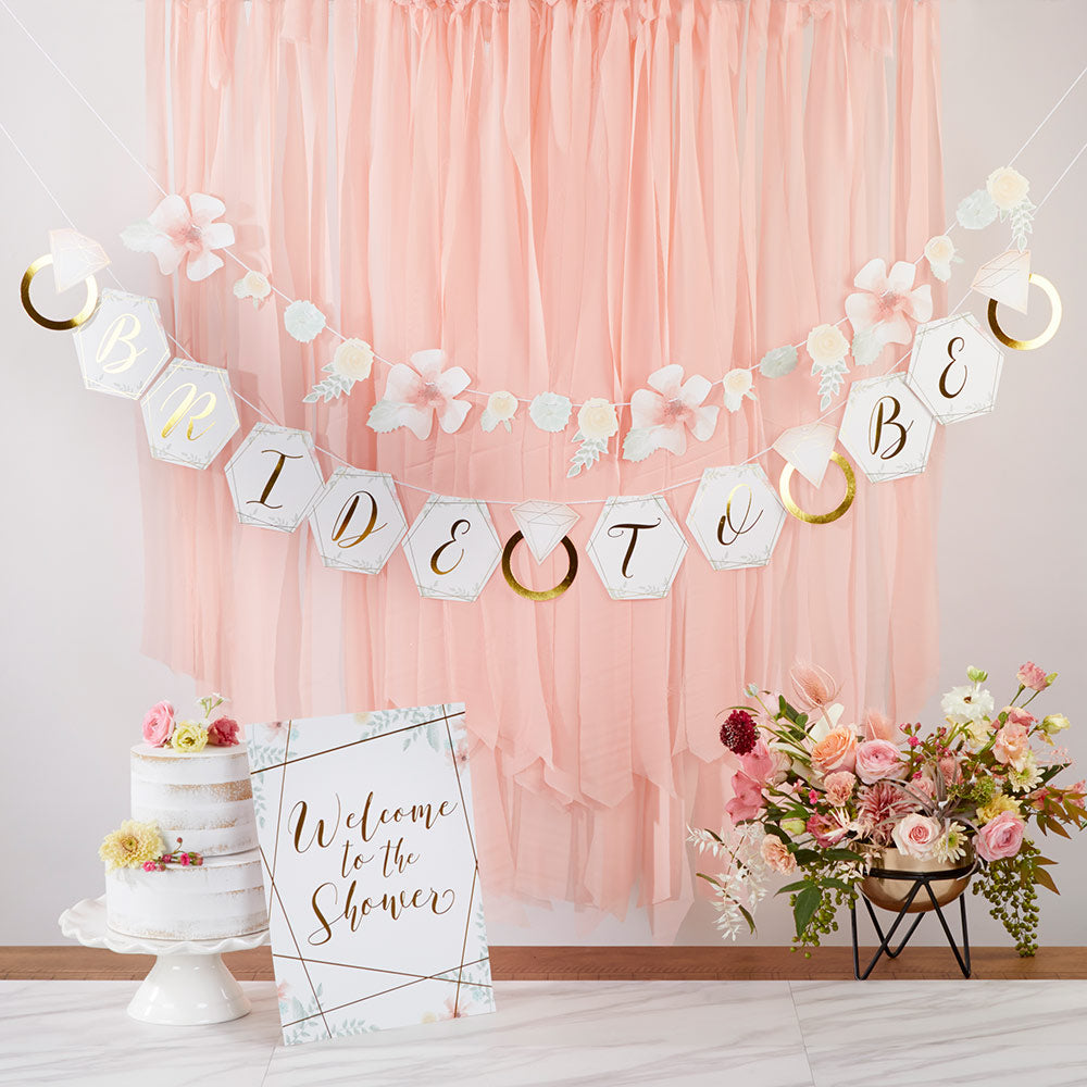 Elegant Geometric Floral Bridal Shower Kit - Wedding Party Decorations & Invitations Set - Perfect for Bridal Showers, Baby Showers & Wedding Decor