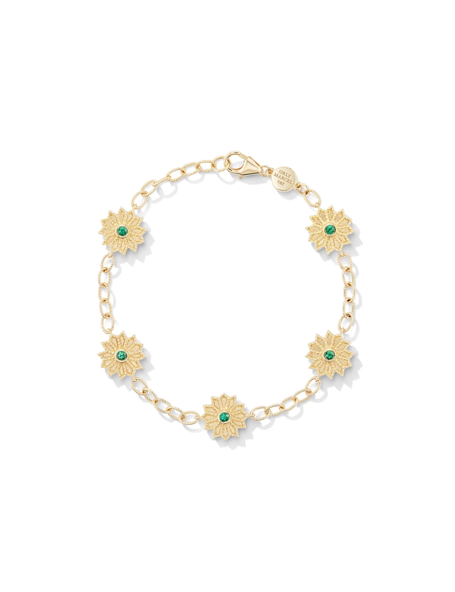 Orly Marcel Sacred Flower Station Bracelet - Genuine Emerald & Diamond Jewelry for Women | Elegant Gift for Birthday, Anniversary & Special Occasions