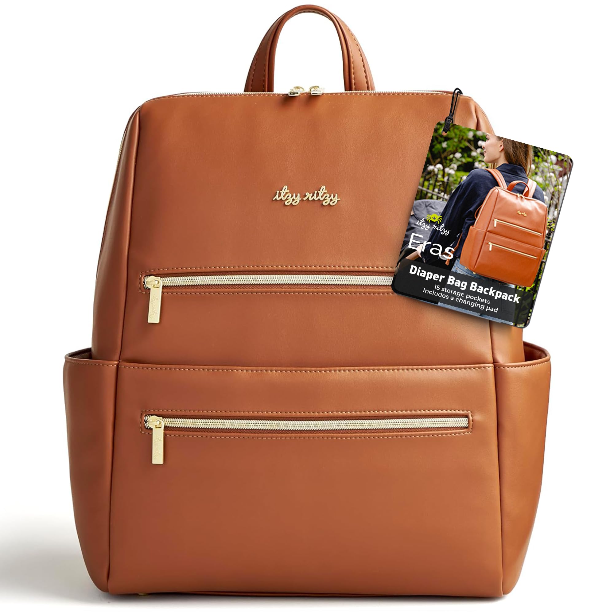 Itzy Ritzy Eras Diaper Backpack - 15 Pockets, Changing Pad, Stroller Straps for Travel & Outings