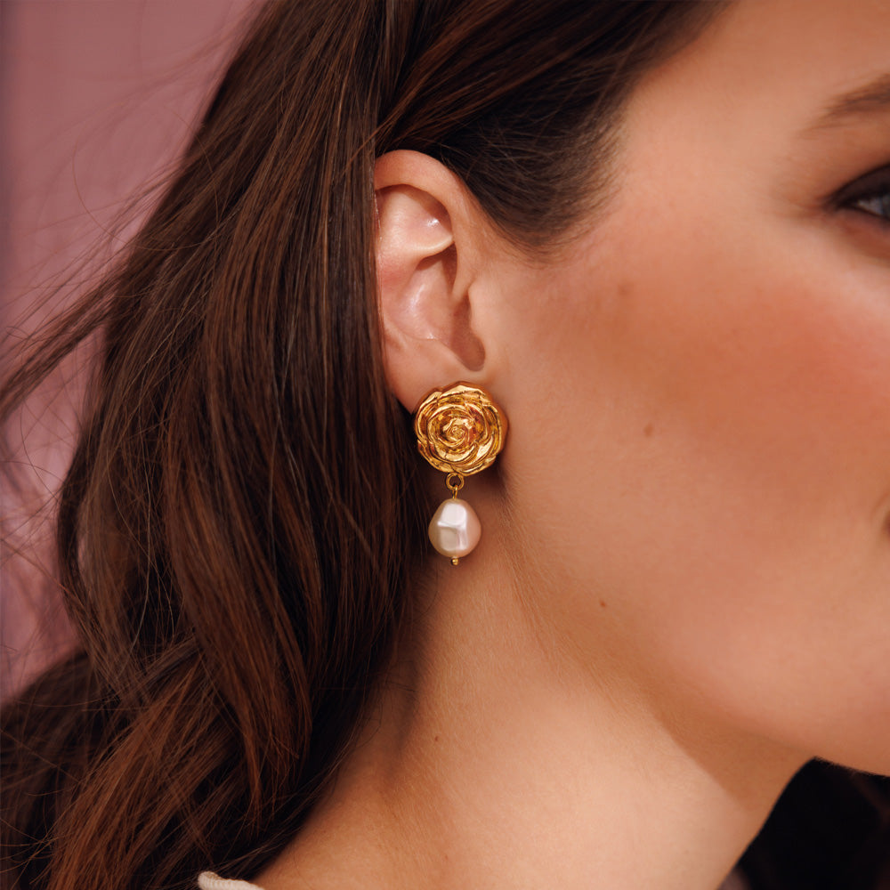 Rosita Pearl Earrings - Classic Stud Earrings for Women, Genuine Freshwater Pearls, Hypoallergenic, Elegant Gift for Her | Perfect for Weddings, Parties & Everyday Wear