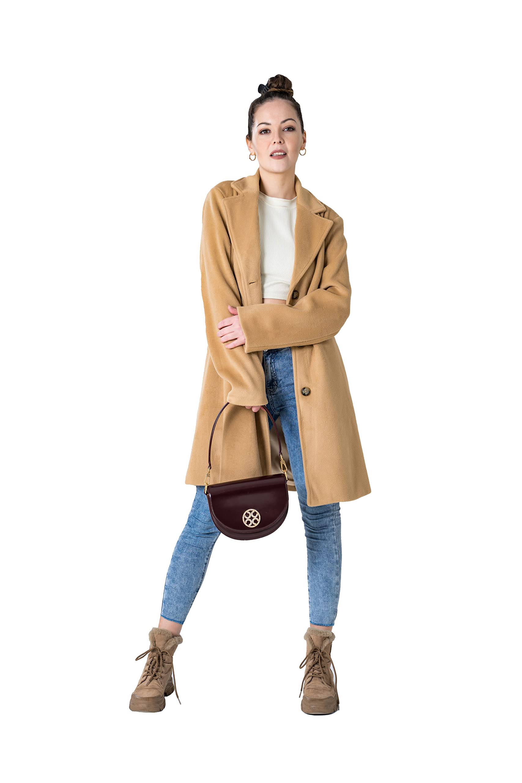 GETUBACK Women's Classic Cashmere Wool Blend Coat - Trench Coat & Pea Coat for Fall Winter Fashion | Office Wear, Date Night & Outdoor Activities
