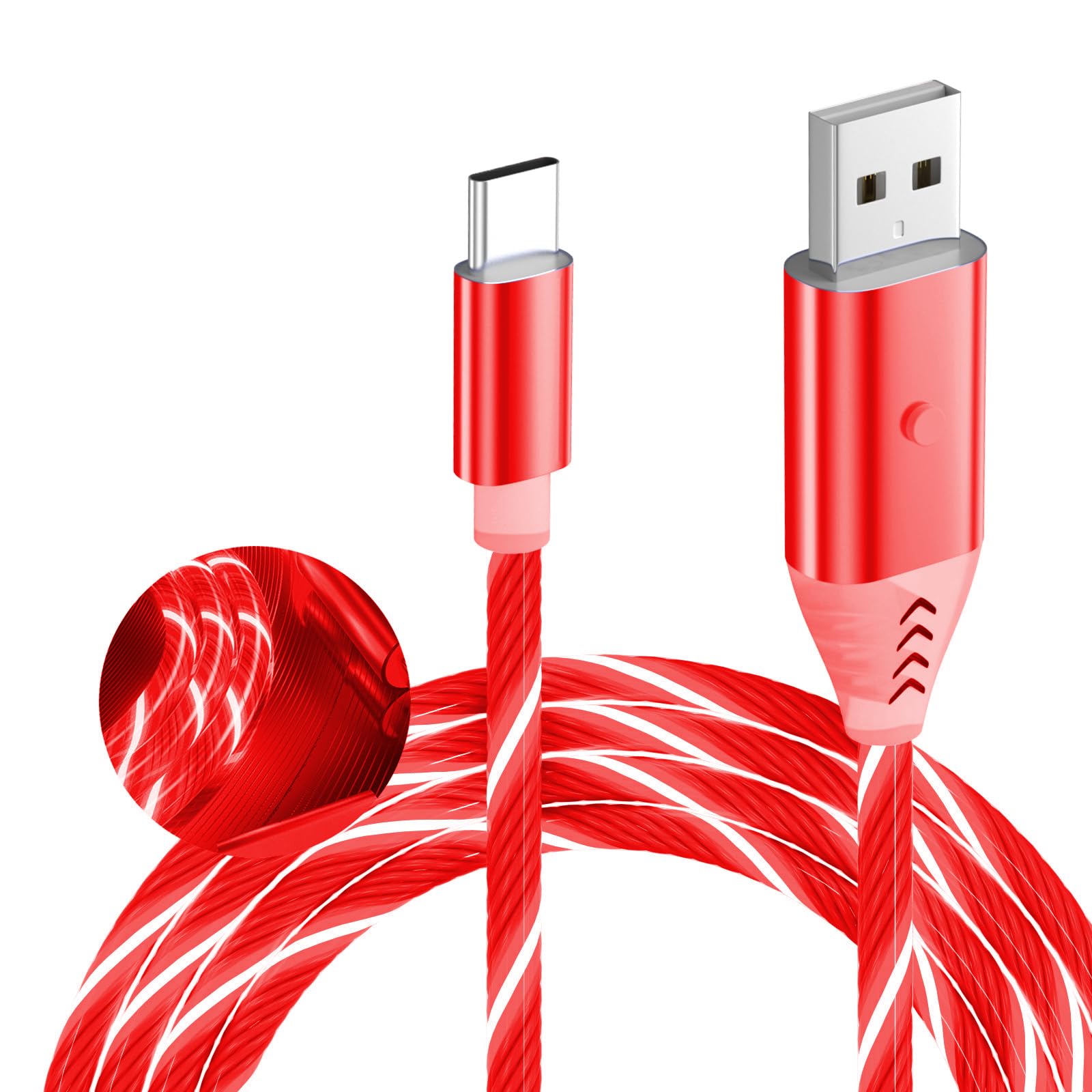 Glowing LED USB C Charging Cable - Fast Charging Power Cord for Sony WH-1000XM5, WH-1000XM4, WF-1000XM4 Headphones & More USB-C Devices | Perfect for Night Use, Gaming, Travel & Home Charging