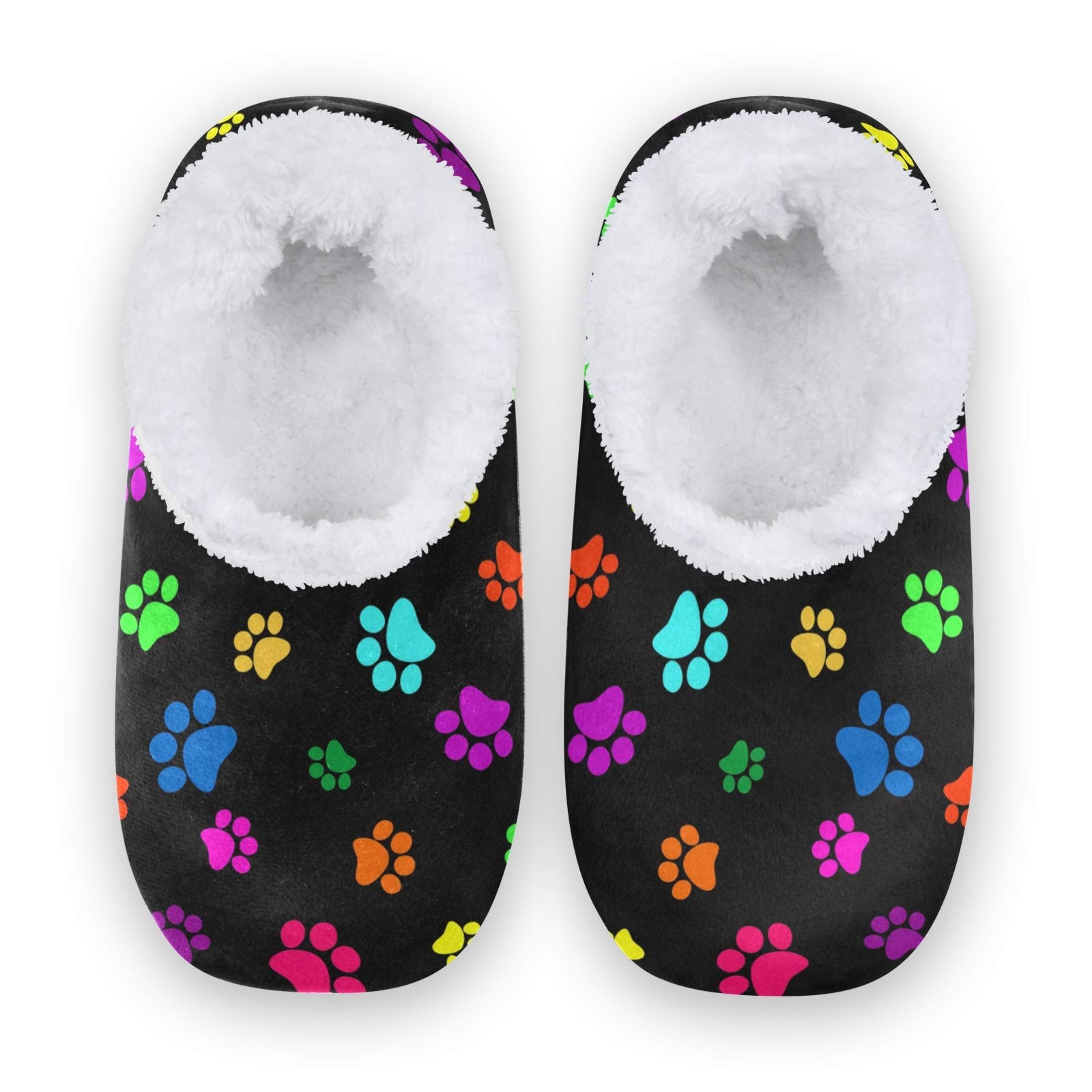 Colorful Dog Paw Slippers for Women - Cozy Indoor House Shoes for Home & Bedroom