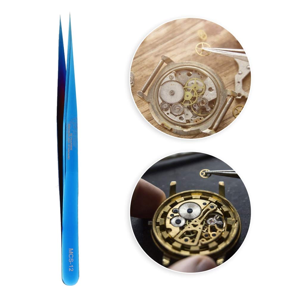 Precision Stainless Steel Antimagnetic Tweezers for Watch Repair & Jewelry Making - High Hardness Professional Watchmaker Tools for Men & Women | Perfect for Watchmakers, Jewelers & DIY Enthusiasts
