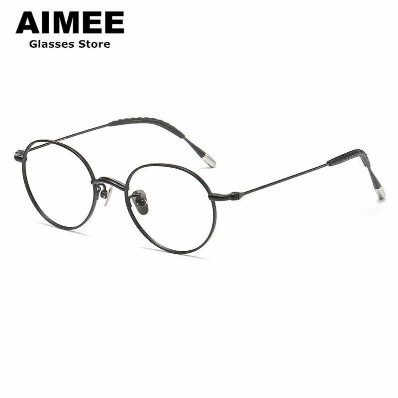 Aimee Unisex Full Rim Round Square Titanium Eyeglasses 14153 - Lightweight Durable Frame for Men & Women - Perfect for Reading, Work, and Everyday Use