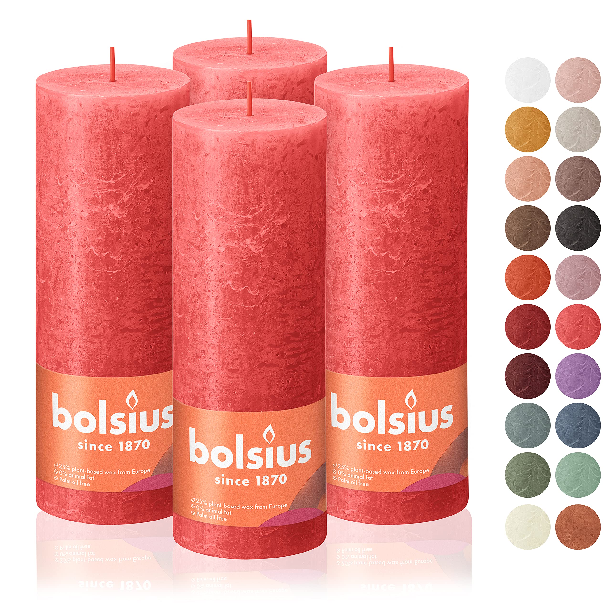 BOLSIUS 4-Pack Blossom Pink Rustic Pillar Candles - 2.75