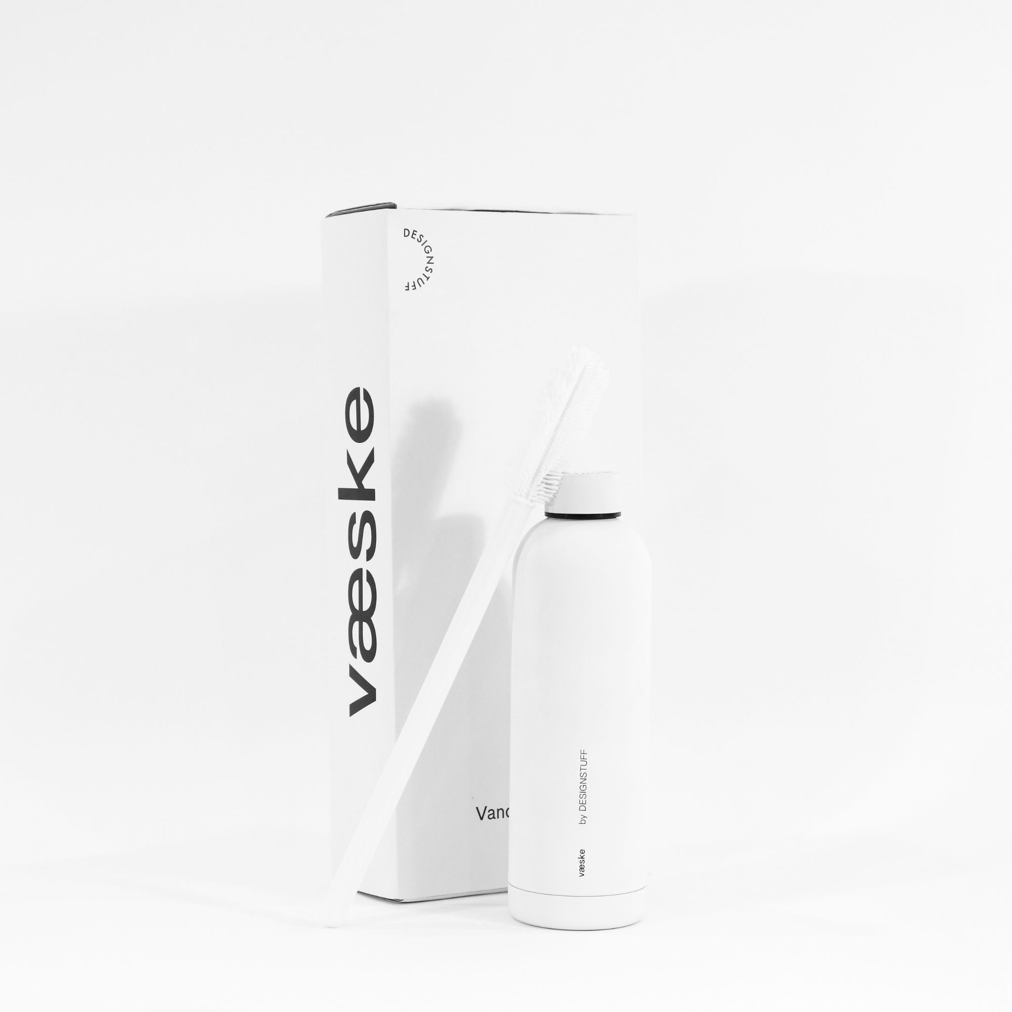 DESIGNSTUFF Hydration Duo - Reusable Water Bottle & Cleaning Brush Gift Set, BPA-Free, White | Perfect for Gym, Office, Travel & Outdoor Activities