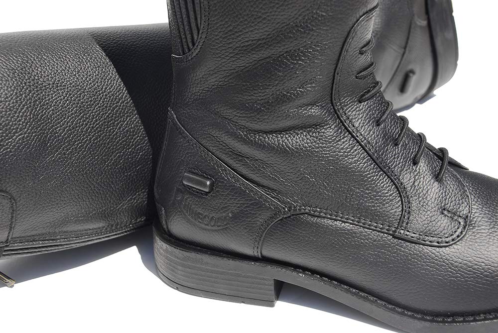 Rhinegold Elite Luxus Extra Short Black Leather Riding Boots for Women - Equestrian & Fashion Riding Boots for Horseback Riding & Casual Wear