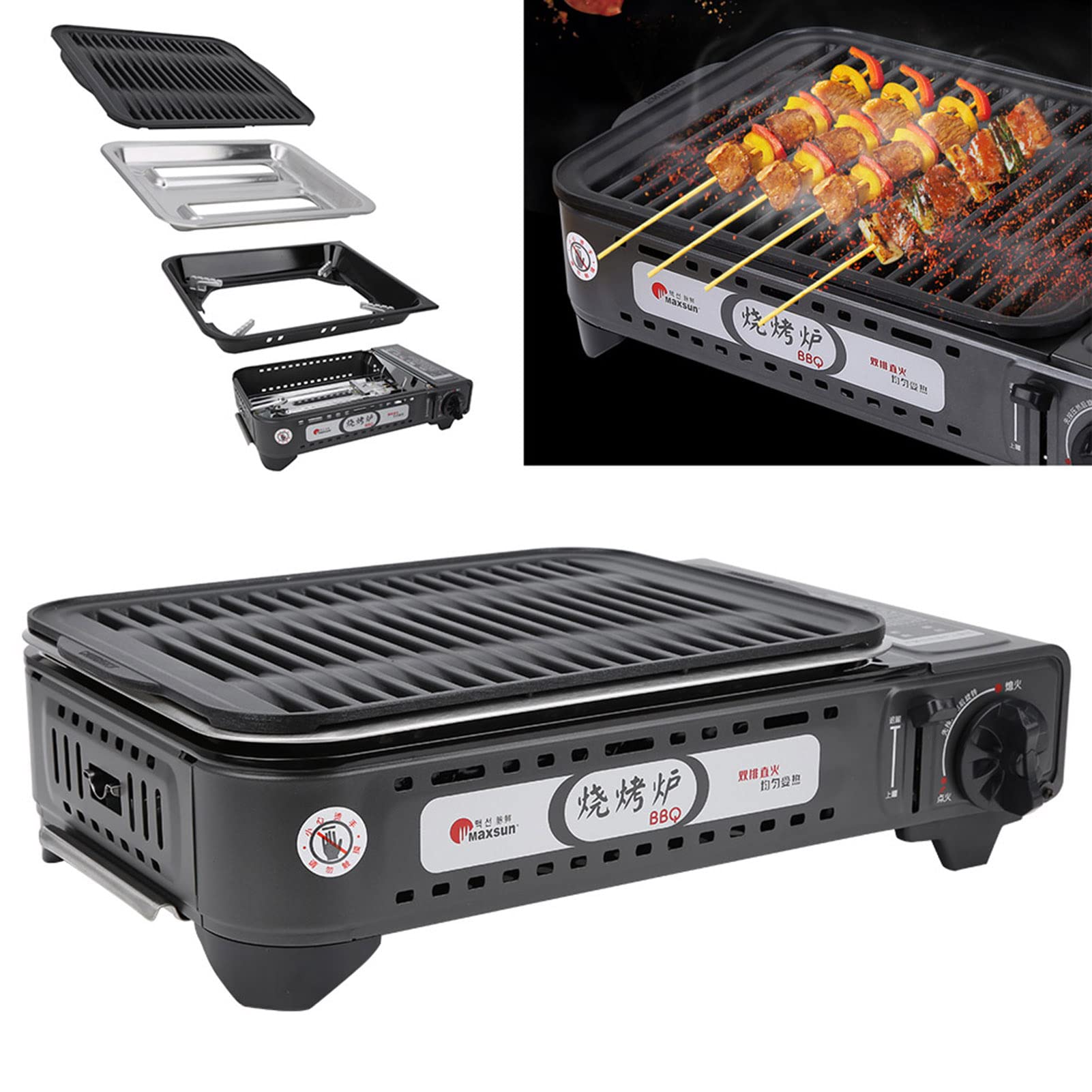 Dilwe Portable BBQ Grill with Precise Temperature Control - Outdoor Gas Grill for Camping, Hiking, Picnics & Backyard Barbecues | Perfect for Grilling, Smoking & Roasting