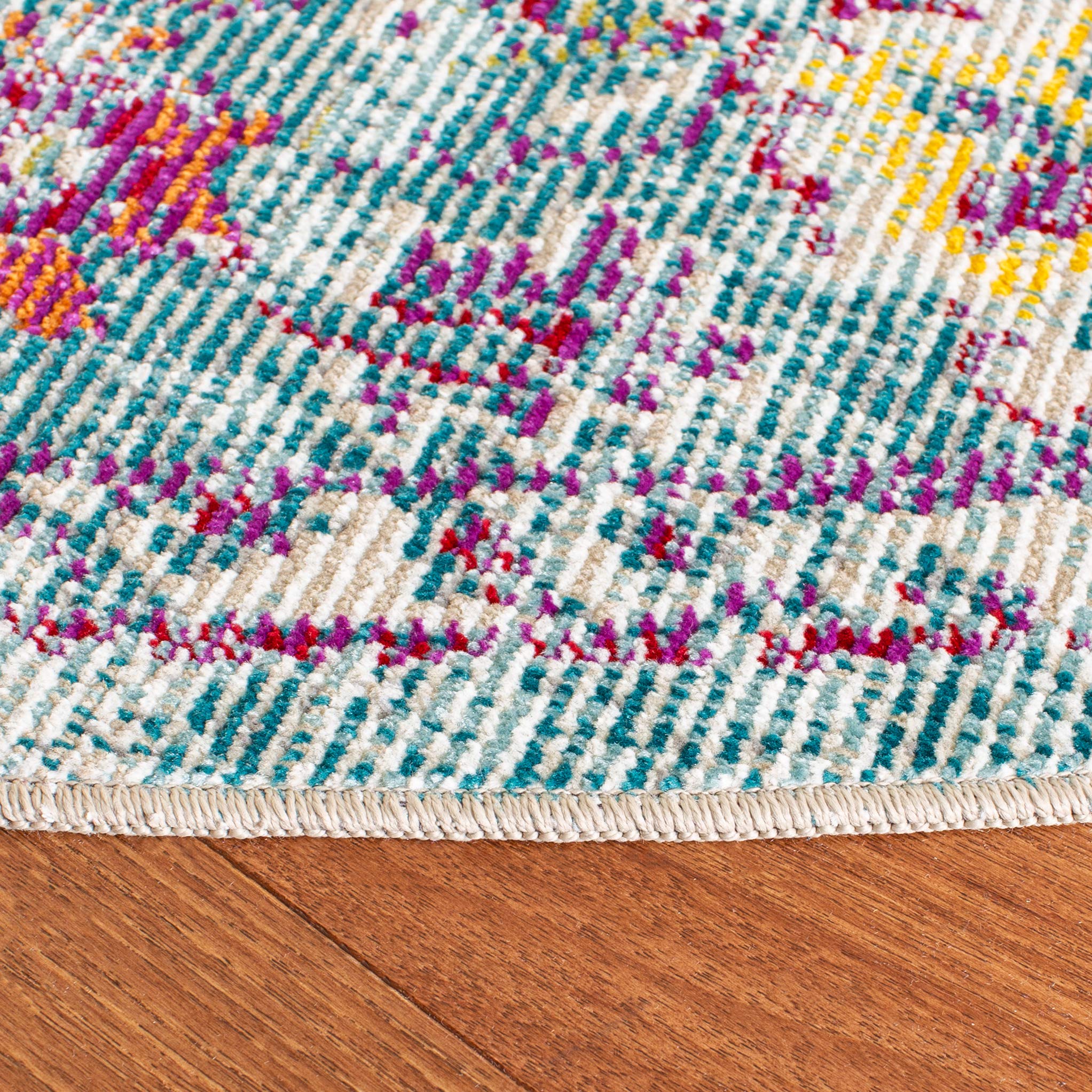SAFAVIEH Crystal Collection 7' Round Turquoise & Rust CRS520K Boho Chic Medallion Distressed Non-Shedding Area Rug - Perfect for Dining Room, Entryway, Foyer, Living Room & Bedroom Decor