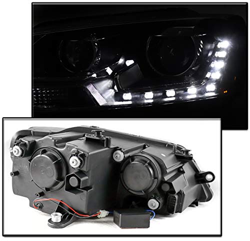 LED DRL Projector Headlights - Black/Smoke - Compatible with 2011-2017 Volkswagen Jetta | High Performance Car Lighting for Night Driving & Style Upgrade