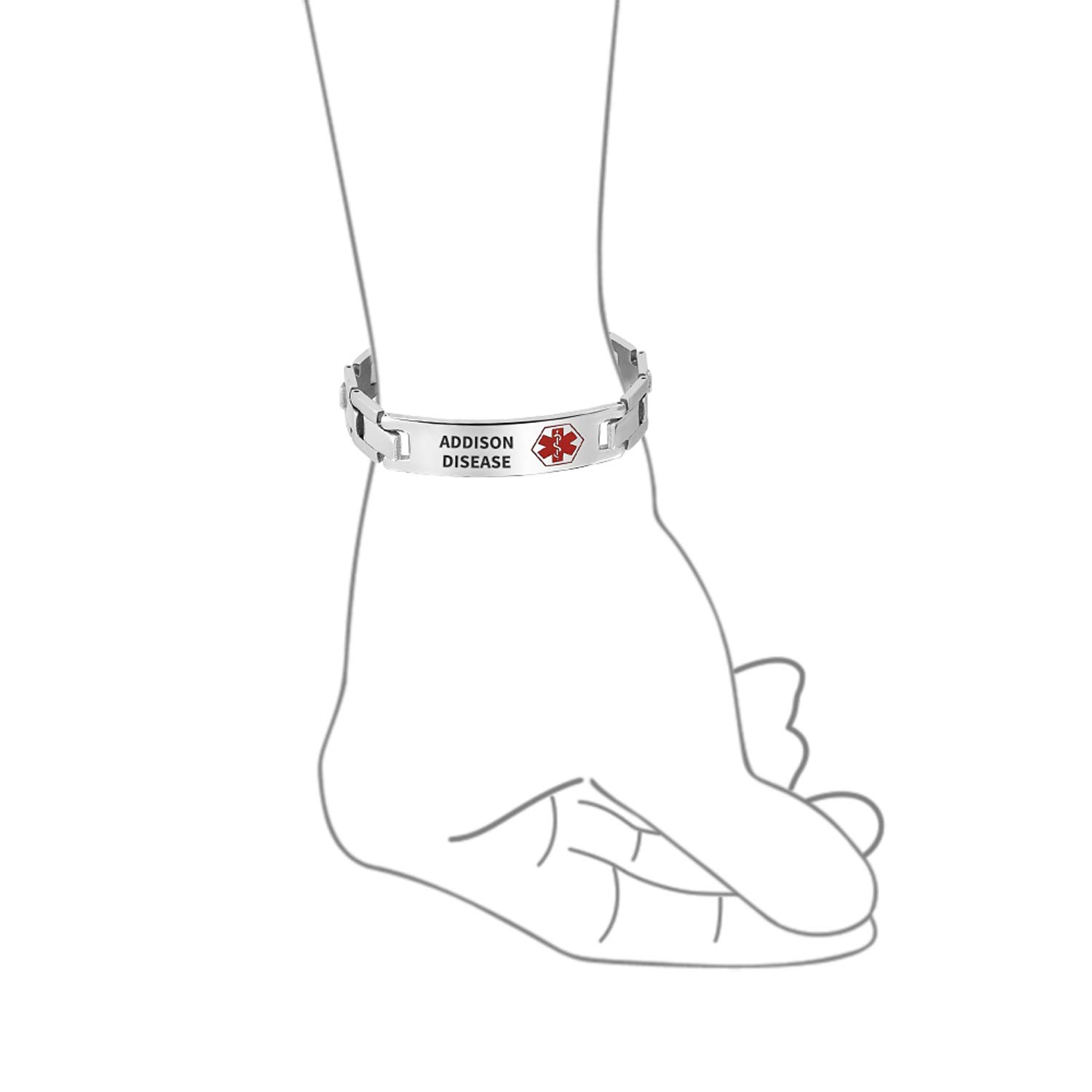 Personalized Medical ID Bracelet for Men & Teens - Stainless Steel U Link Design - 8 Inch Adjustable - Perfect for Emergency Medical Alert & Daily Wear