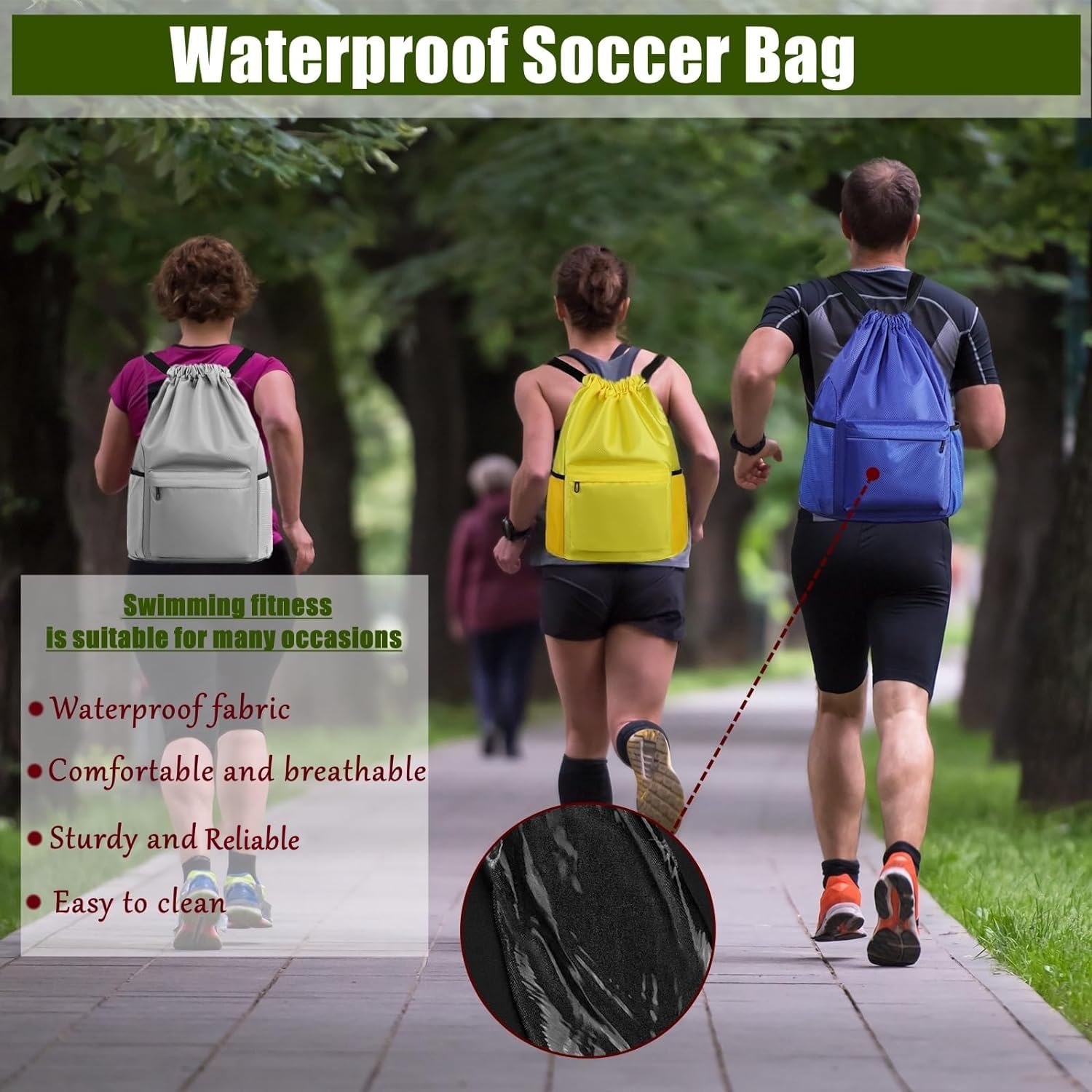 BLIRITEL Waterproof Drawstring Backpack - Lightweight Gym Sackpack for Sports, Fitness & Yoga - Casual Shopping Backpack for Men & Women (Blue) - Perfect for Workouts, Travel & Outdoor Activities