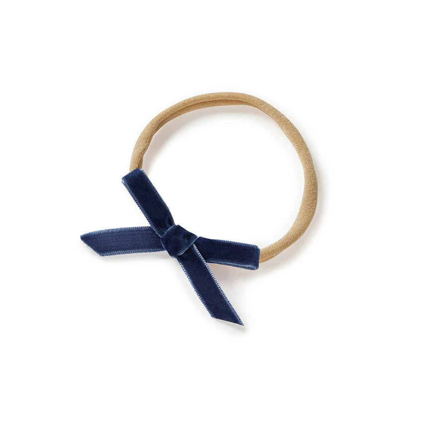 Snuggle Hunny Velvet Bow Stretchy Headband for Women - Soft & Comfortable Hair Accessory in Moonlight Blue - Perfect for Yoga, Workouts, and Everyday Wear