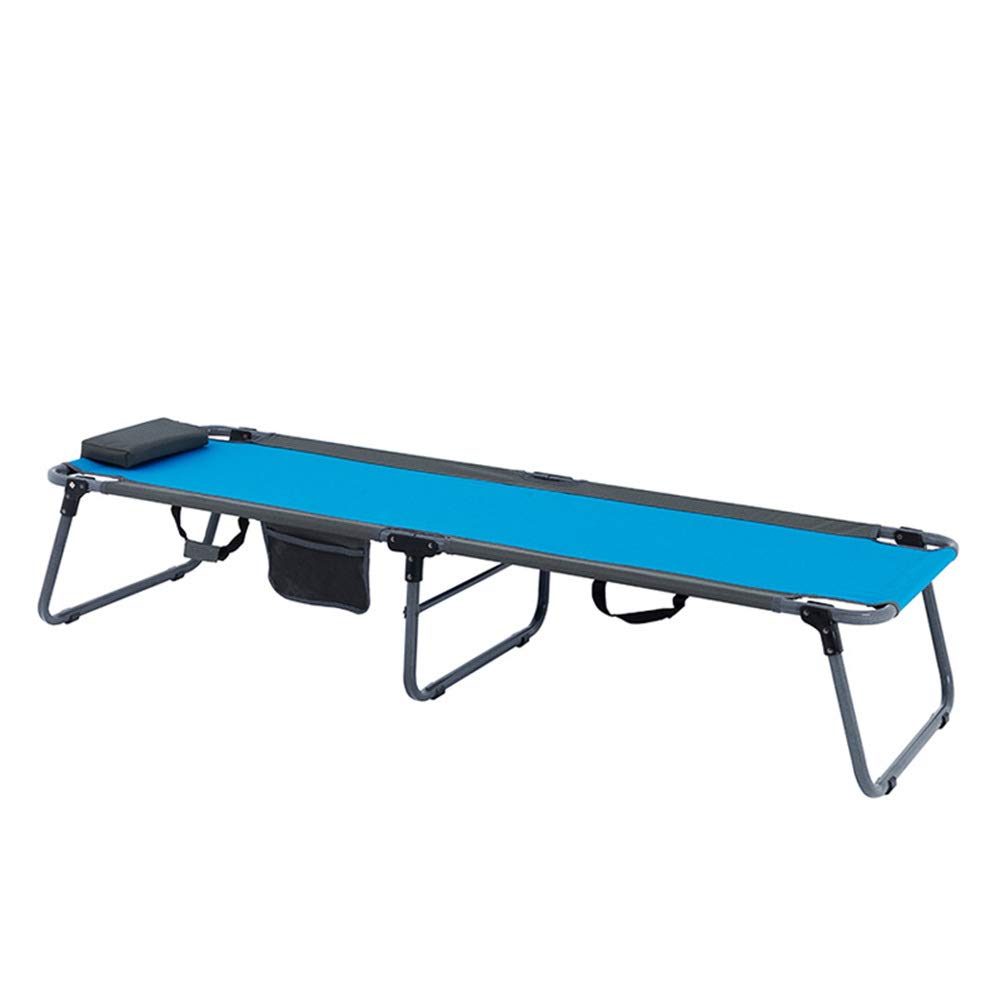 LSYOA Folding Camping Cot - Portable & Lightweight Outdoor Sleeping Bed with Storage Bag & Pillow, Supports 330lbs, Breathable Comfort for Camping, Hiking, Travel - Blue