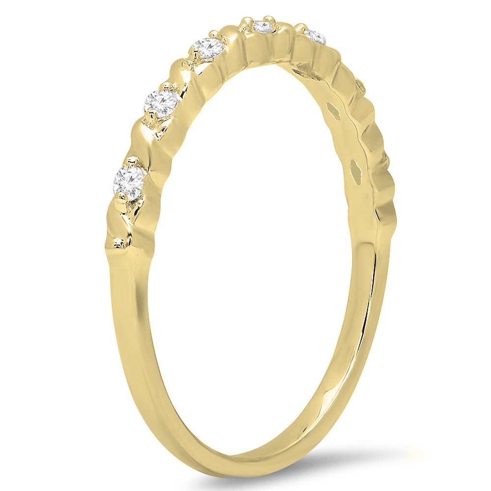 14K Solid Gold Round White Diamond Stackable Wedding Band for Women - 0.12 Cttw Dazzlingrock Collection | Anniversary Gift, Bridal Jewelry, Everyday Luxury Ring