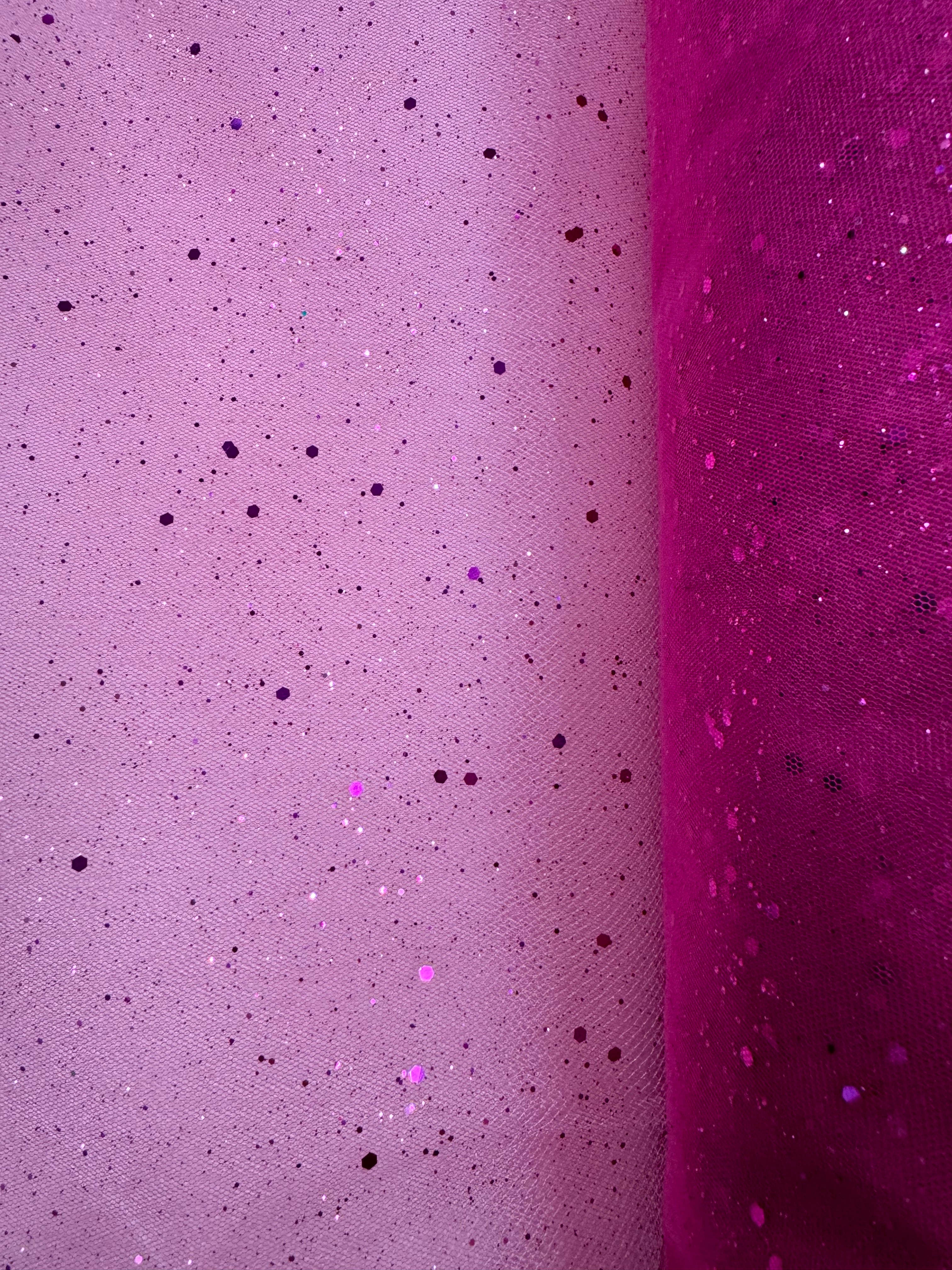 Glitter Sequined Tulle Fabric - 58/60 Inches Wide Holographic Mesh Material in Strawberry Pink for DIY Costumes, Party Decorations & Craft Projects