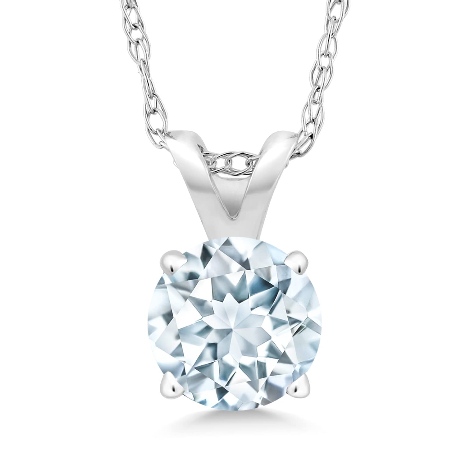 Gem Stone King Solid 14K Gold 6MM Round Birthstone Pendant Necklace for Women - 4-Prong Setting with 18 Inch Gold Chain | Perfect Gift for Birthday, Anniversary & Mother's Day