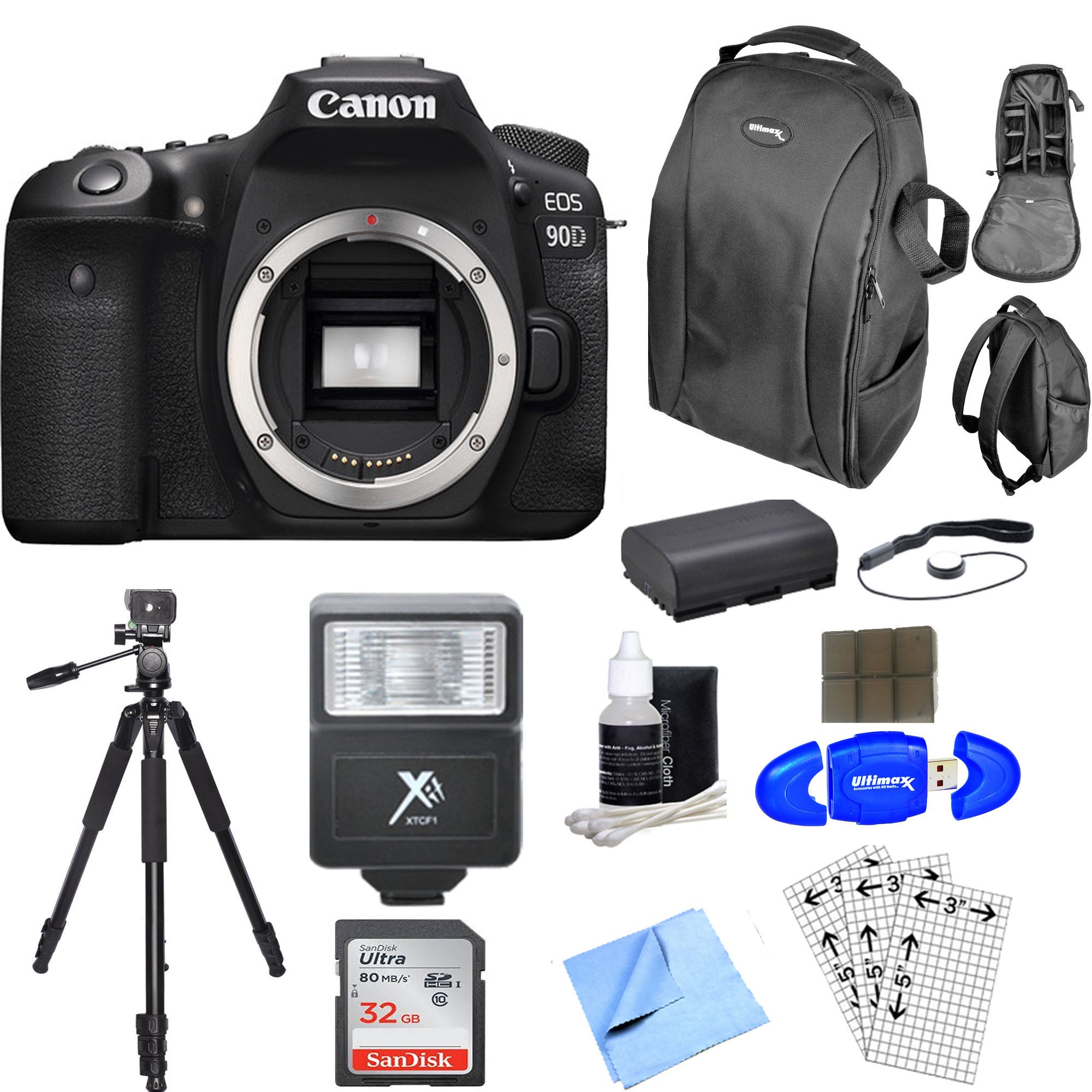 Canon EOS 90D DSLR Camera Body Only with 32GB SD Card, DSLR Camera Backpack, Extra Battery - Professional Photography for Travel, Wildlife & Portrait Shooting