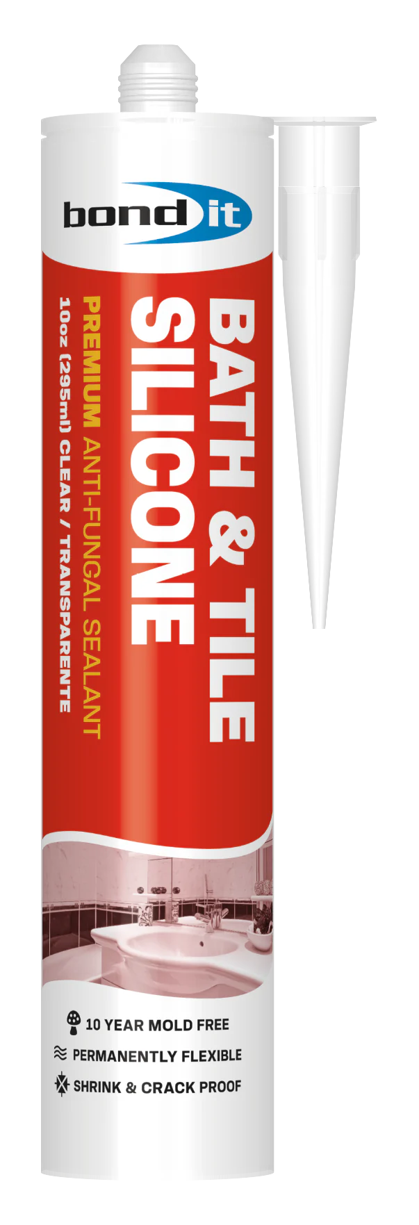 Premium Bath & Tile Silicone Sealant - Waterproof Adhesive for Showers, Sinks & Tubs - Case of 12 Tubes - Perfect for Bathroom Repairs, Kitchen Renovations & DIY Home Improvement Projects