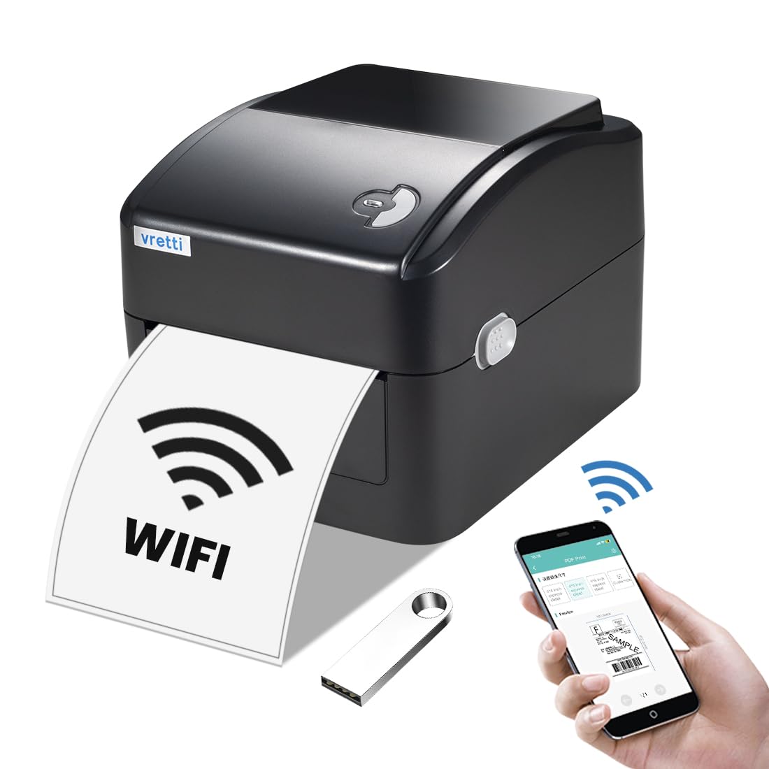 VRETTI Wireless Thermal Label Printer 4x6 - 5G Wi-Fi High Speed Shipping Label Printer for Small Business & Packages | Compatible with USPS, Canada Post, iPhone, Android, Windows & Mac | Ideal for E-commerce, Warehouse & Home Shipping