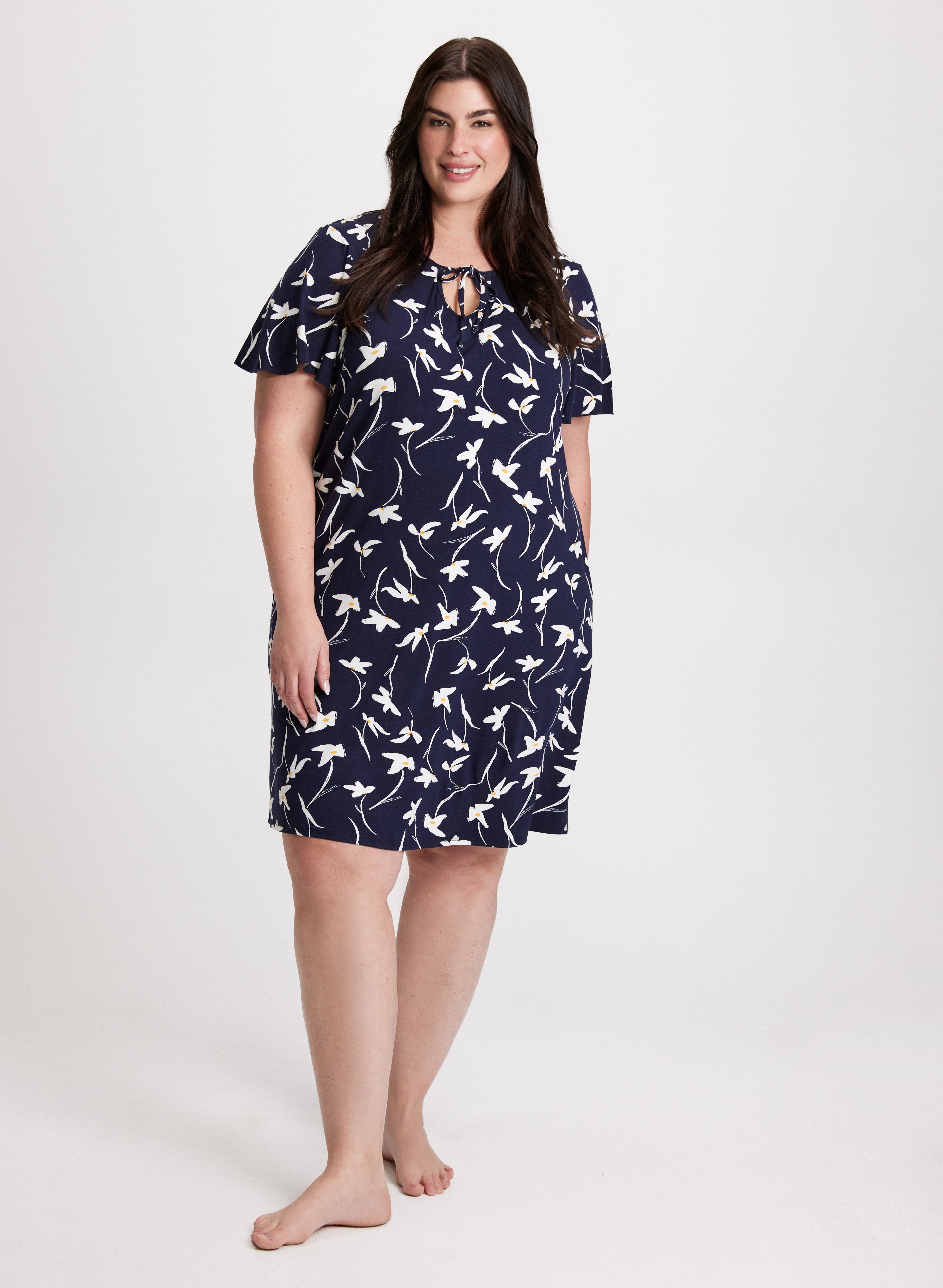 Floral Print Nightgown for Women - Soft & Comfortable Sleepwear - Perfect for Relaxing at Home or Vacation
