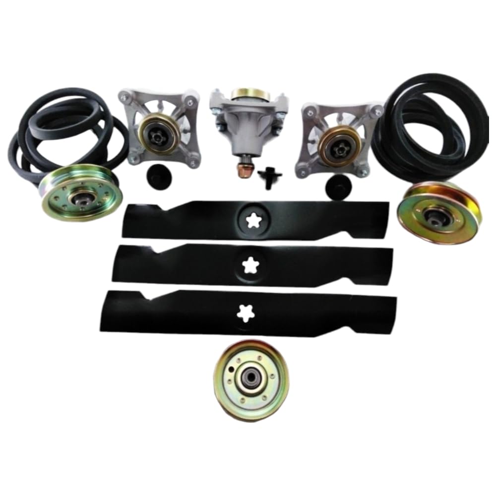 Lawn Mower Rebuild Kit - Replacement Blades, Spindles, Pulleys & Belts for Models 180808, 177820, 174356, 174368, 175968, 173920, 184045 - Perfect for DIY Lawn Tractor Maintenance & Repair