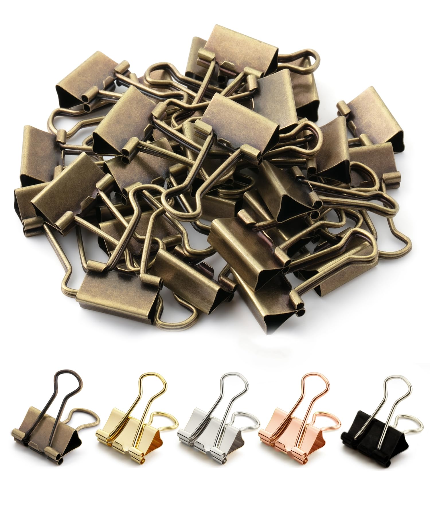 Mr. Pen Small Binder Clips 50-Pack, 0.75 Inch Bronze Mini Paper Clips for Office Documents, School Projects, Crafting & Organizing Papers
