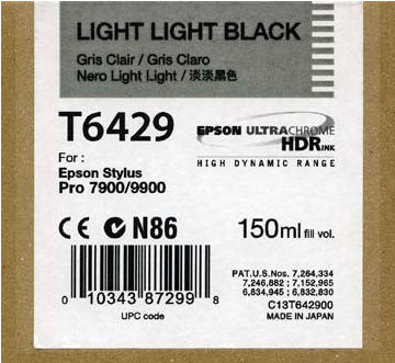 Epson T642900 Ultrachrome HDR Ink Cartridge 150ml - Light Light Black for Epson 7890/7900/9890/9900 Printers | High-Quality Photo & Fine Art Printing Supplies