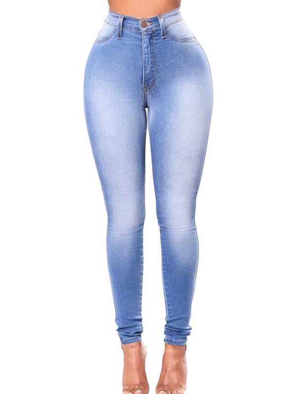Andongnywell Women's High Rise Stretch Skinny Jeans - Pull On Butt Lift Denim Pants for Juniors | Comfortable & Flattering Fit for Casual Wear, Office & Night Out