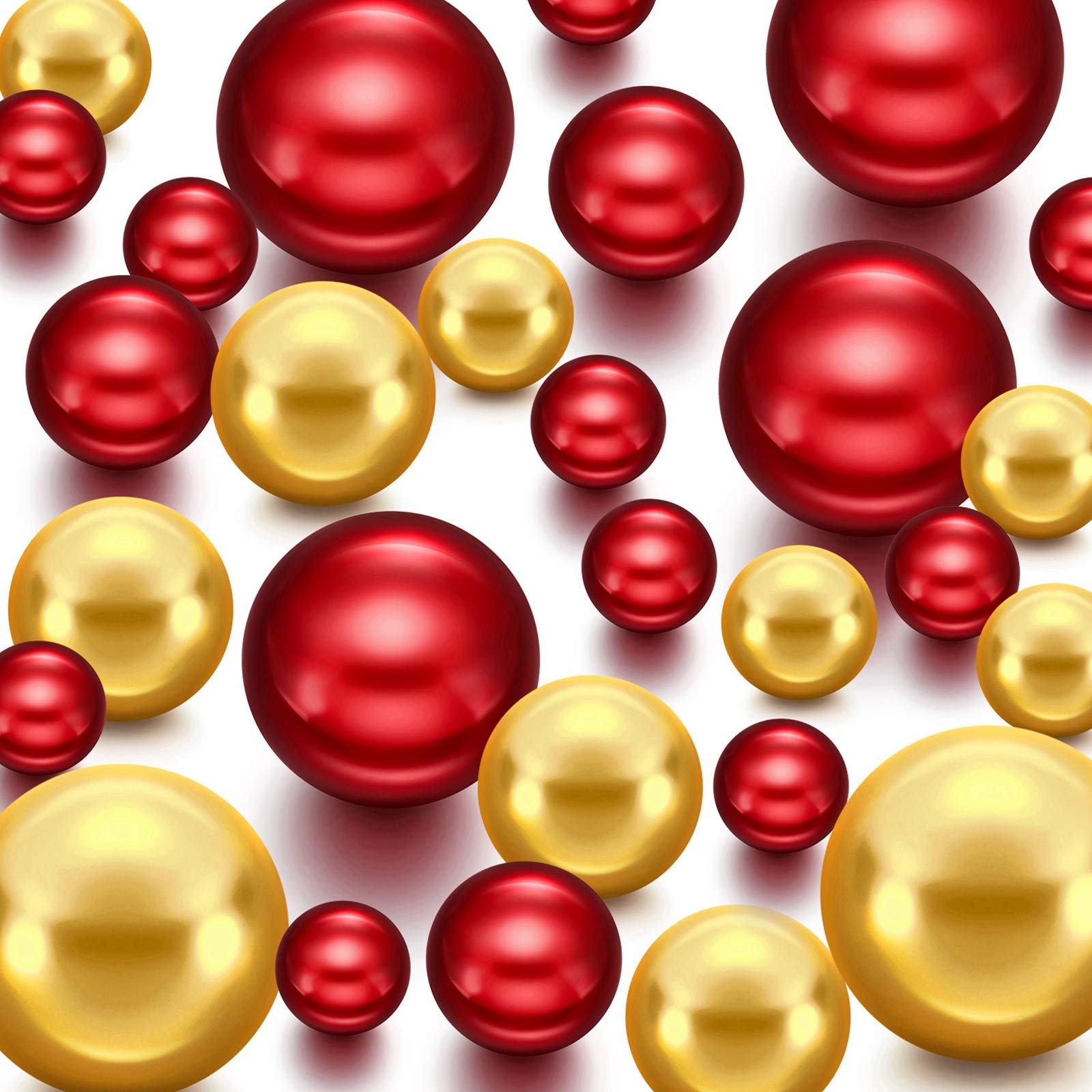 Hicarer 120-Piece Floating Pearls for Vase Filler - 14/20/30mm Assorted Round Faux Pearl Beads for Wedding Table Decor, Home Centerpieces & Brush Holder (Bright Gold, Bright Red) - Perfect for DIY Crafts, Floral Arrangements & Event Styling