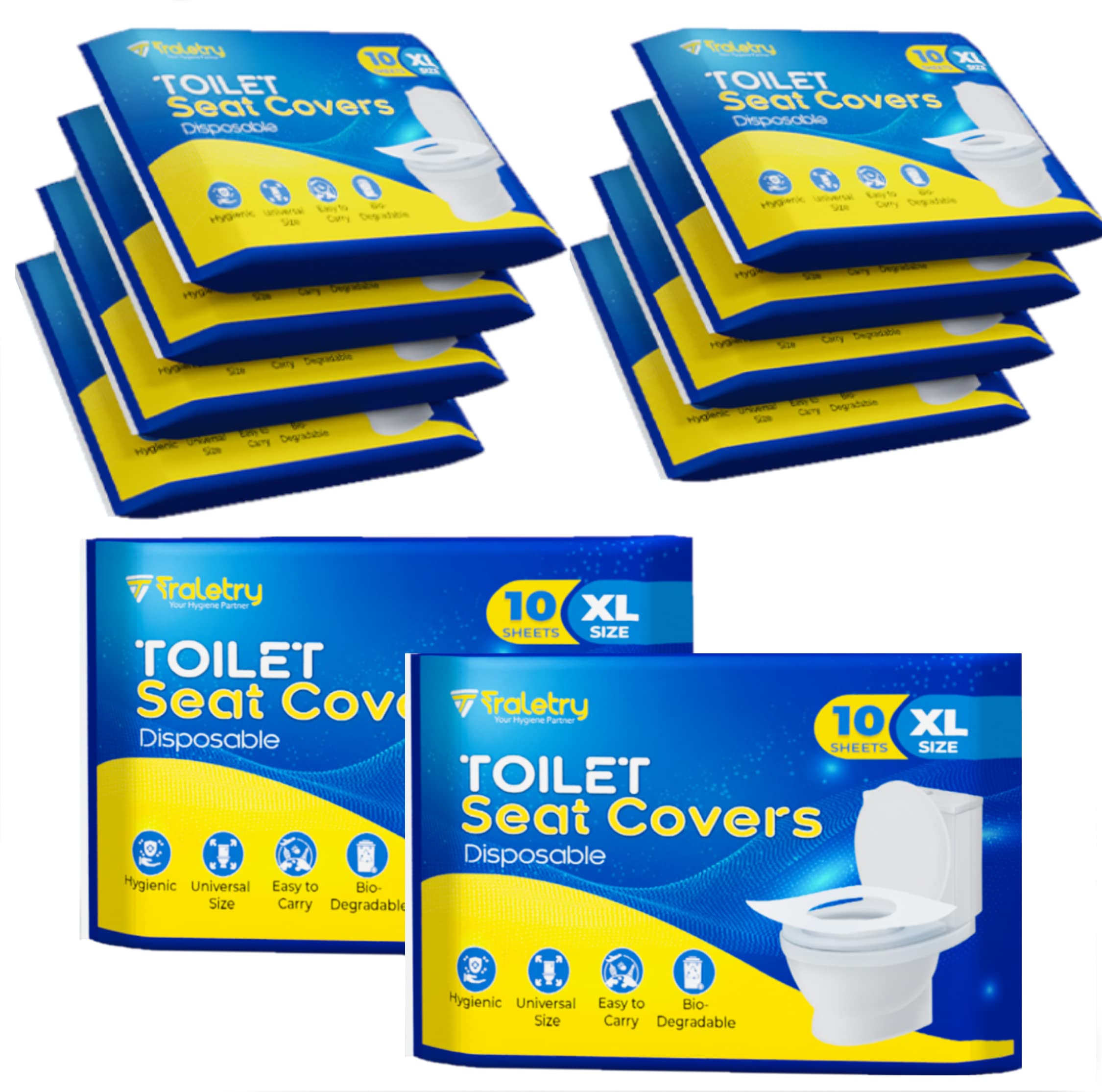 **Disposable Flushable Toilet Seat Covers - Pack of 100 XL Biodegradable Paper Covers for Travel, Camping & Airplane Use - Essential Hygiene Accessories for Kids, Men & Women**    *(Perfect for Public Restrooms, Road Trips, Hotels & Outdoor Adventures)*