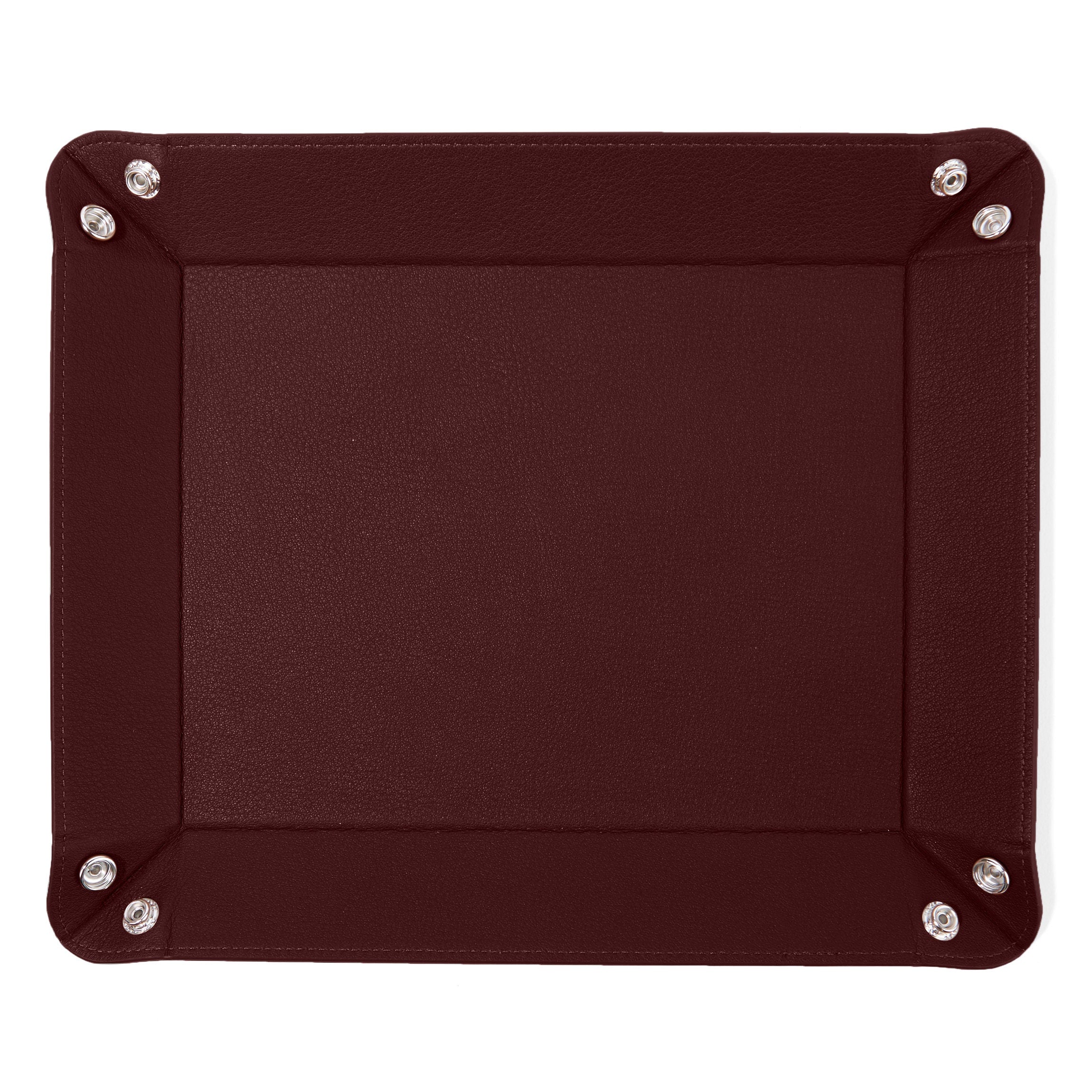 Premium Rectangle Valet Tray - Bordeaux Leather Organizer for Keys, Wallet & Jewelry | Stylish Entryway & Nightstand Storage Solution