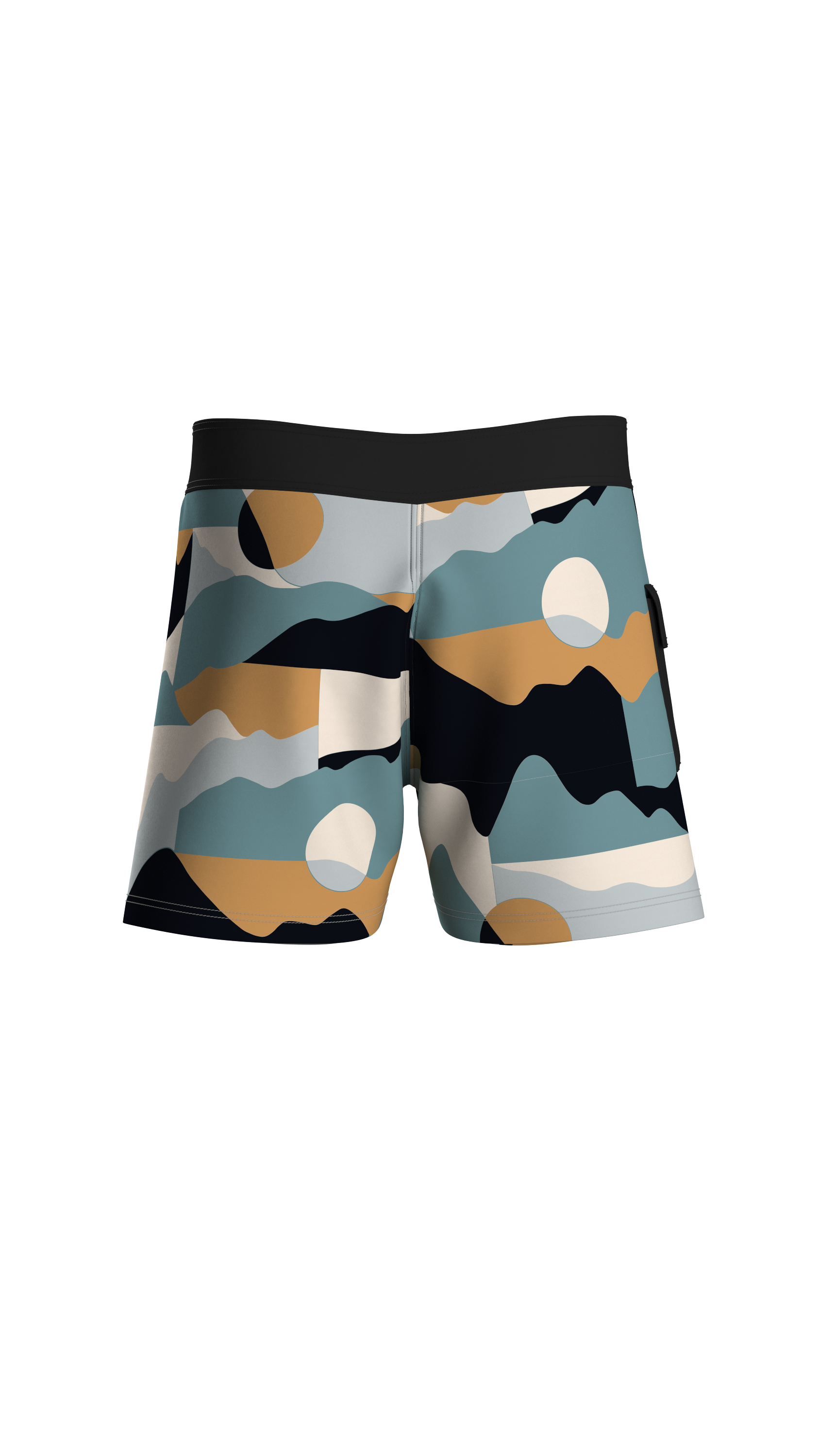 Cutback NetPlus® Recycled Men's Swim Trunks - Eco-Friendly Vista Patchwork Arctic Print Board Shorts for Surfing, Beach Vacation & Summer Water Sports
