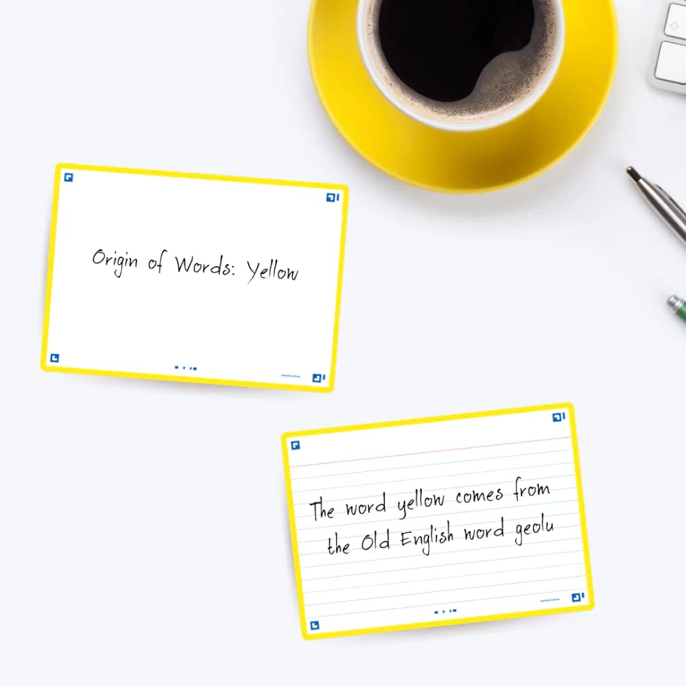 Hamelin Index Cards Flash 2.0 - 80ct 4x6 Yellow Flash Cards for Study & Organization (Model 400134042) | Perfect for Students, Teachers & Office Use