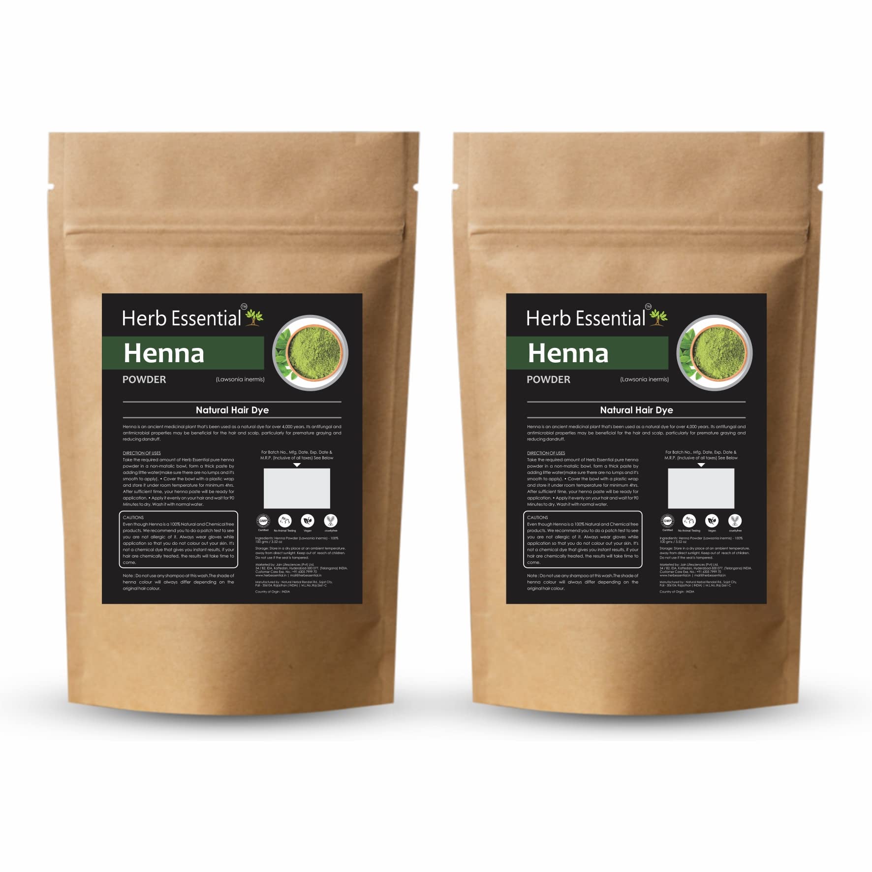 100% Organic Natural Henna Powder for Hair Color & Growth - 100g (Pack of 2) | Chemical-Free, Preservative-Free | Safe for Women & Men | DIY Hair Dye & Conditioning Treatment | Perfect for At-Home Salon Results & Natural Hair Care
