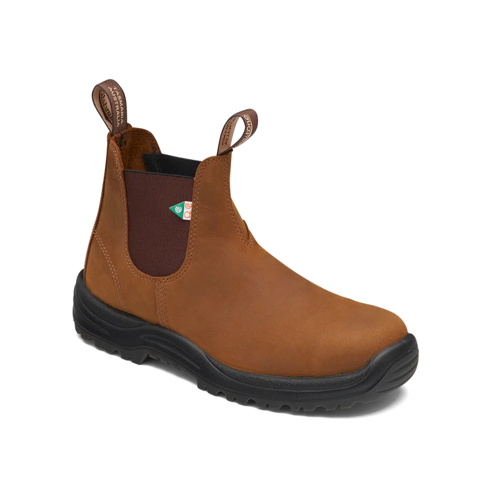 Blundstone 164 Work & Safety Boots - Saddle Brown Leather for Men & Women | Slip-Resistant, Steel Toe, Comfortable for Construction, Outdoor & Industrial Work