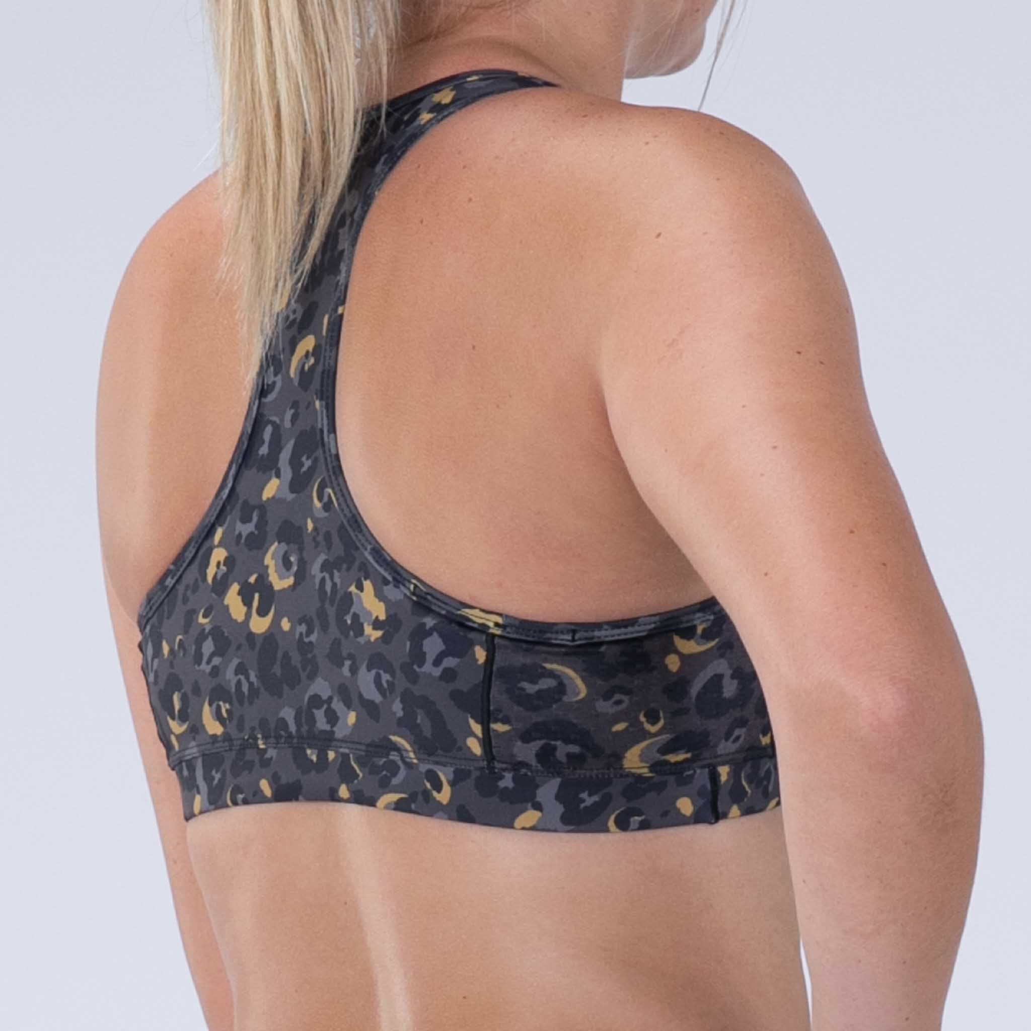 Women's Limited Edition Tri Bra - Cheetah Print Sports Bra for Running, Yoga & Gym Workouts