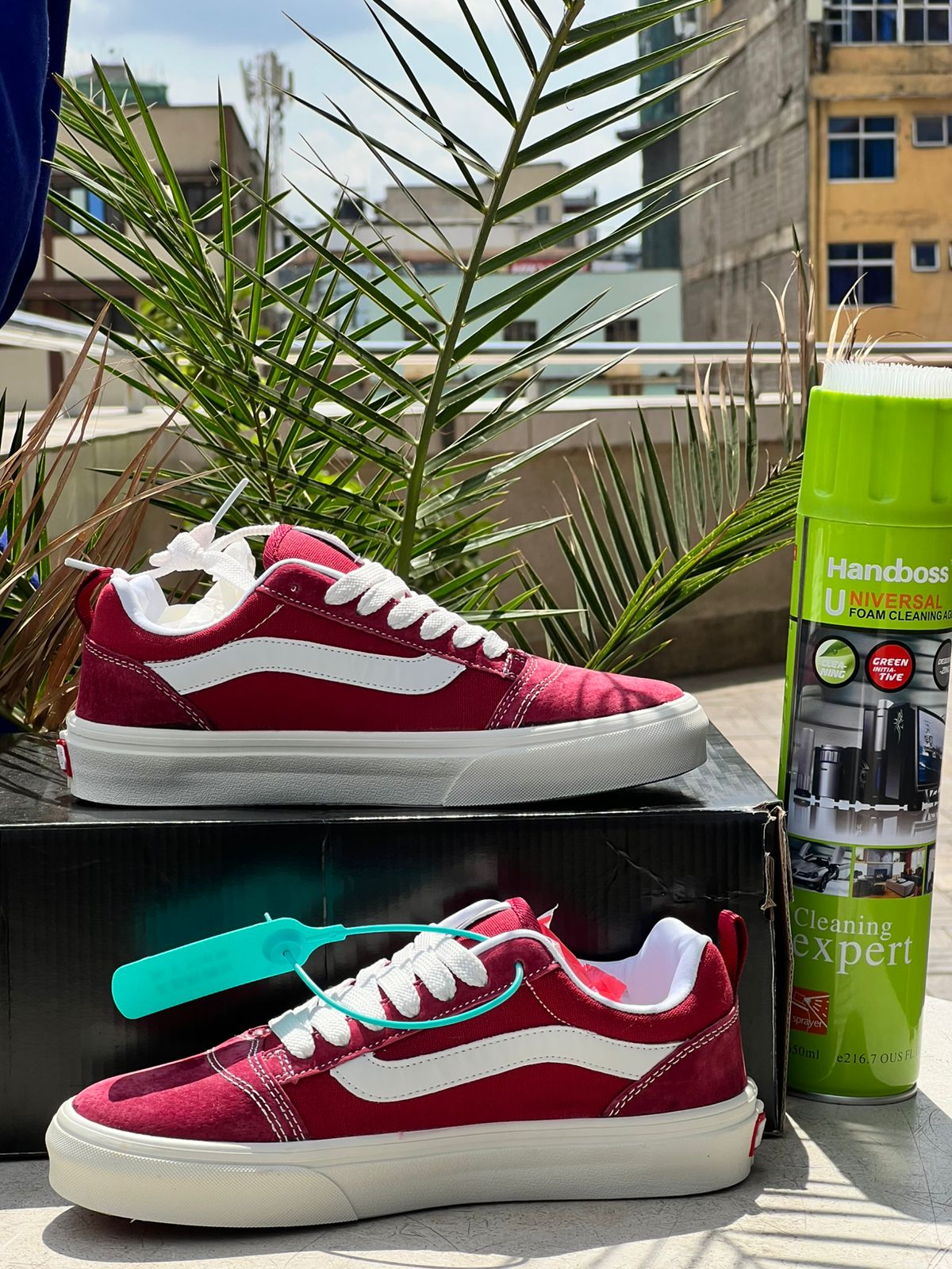Vans Deep Red & White Skate Sneakers - Classic Skateboard Shoes for Men & Women | Comfortable & Durable for Streetwear, Casual Wear & Skateboarding