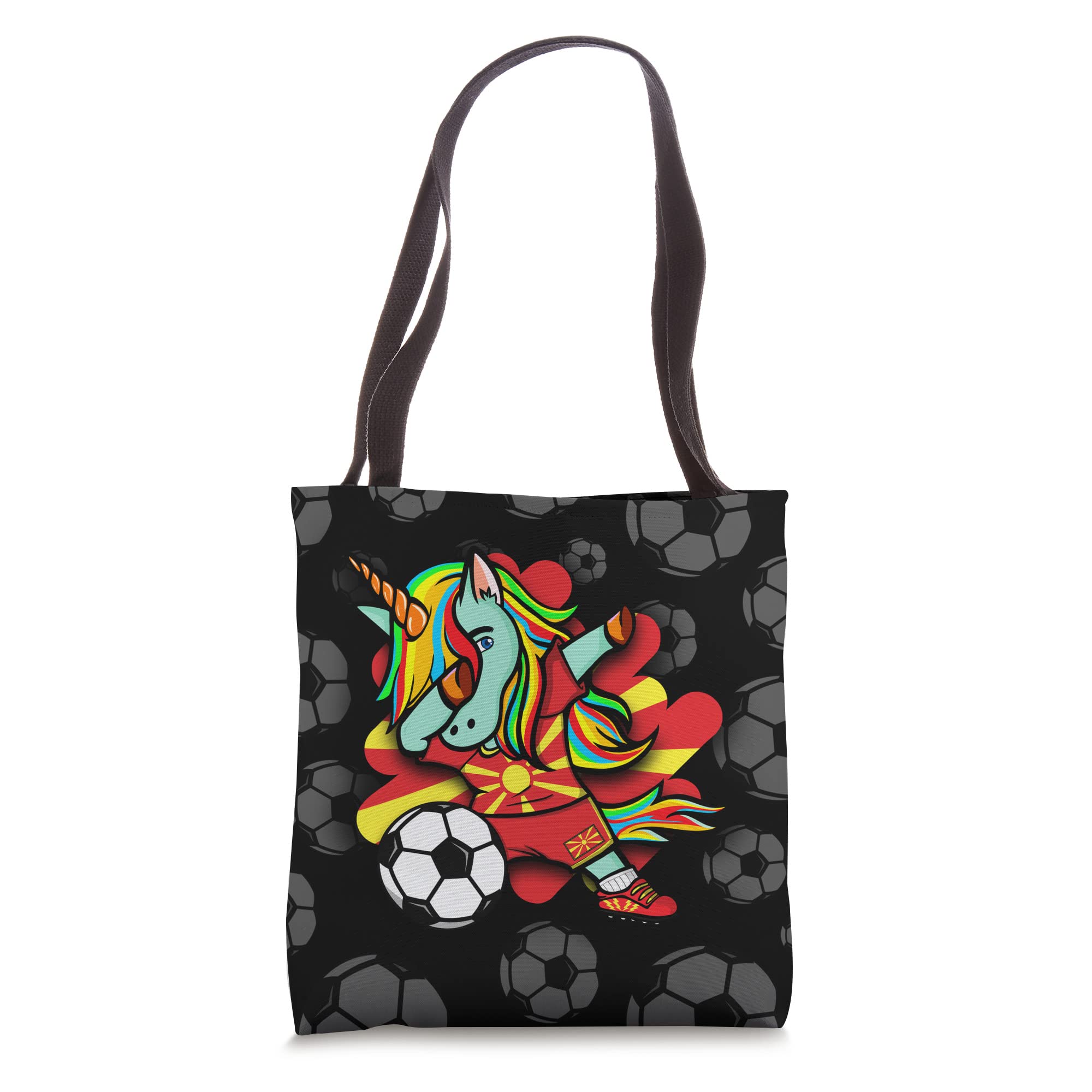 Dabbing Unicorn Macedonia Soccer Jersey Tote Bag - Perfect for Football Fans, Game Day & Casual Outings